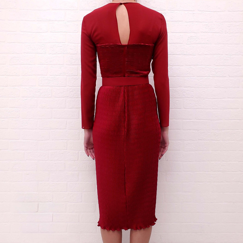 MAX MARA RED RUCHED DRESS - SIZE 36