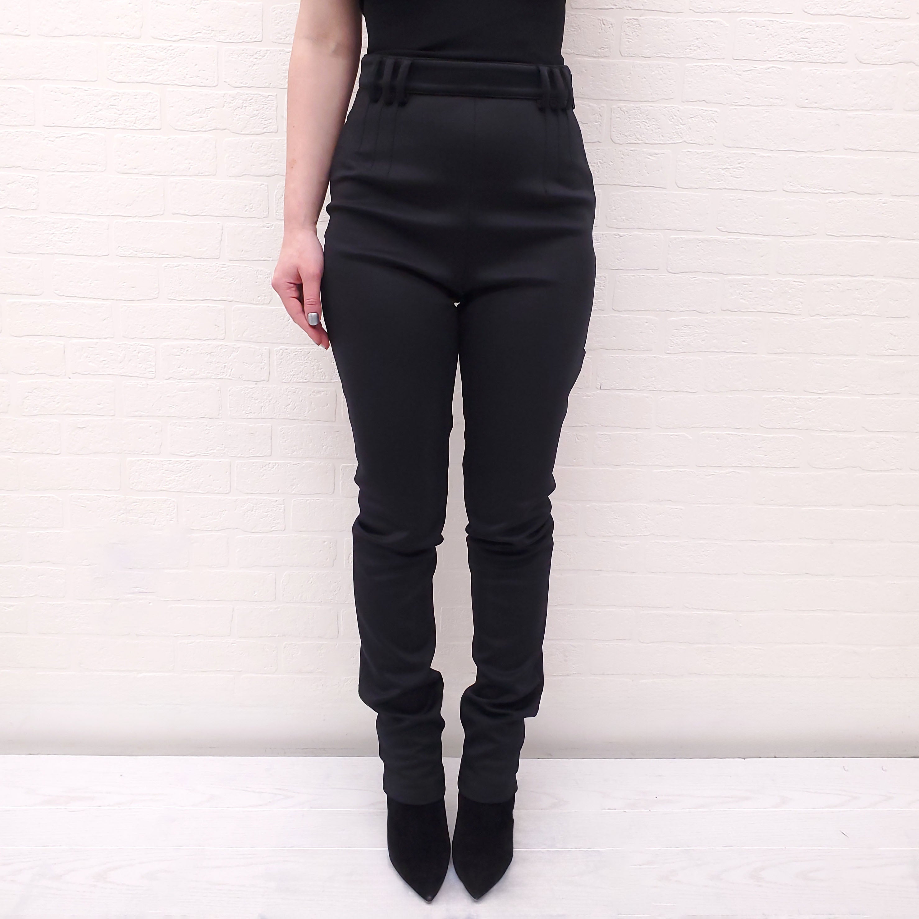 PROENZA SCHOULER BLACK TROUSERS WITH ZIPPER DETAIL - SIZE 8