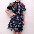 SELF-PORTRAIT BLACK AND BLUE FLOWER DRESS - SIZE 10