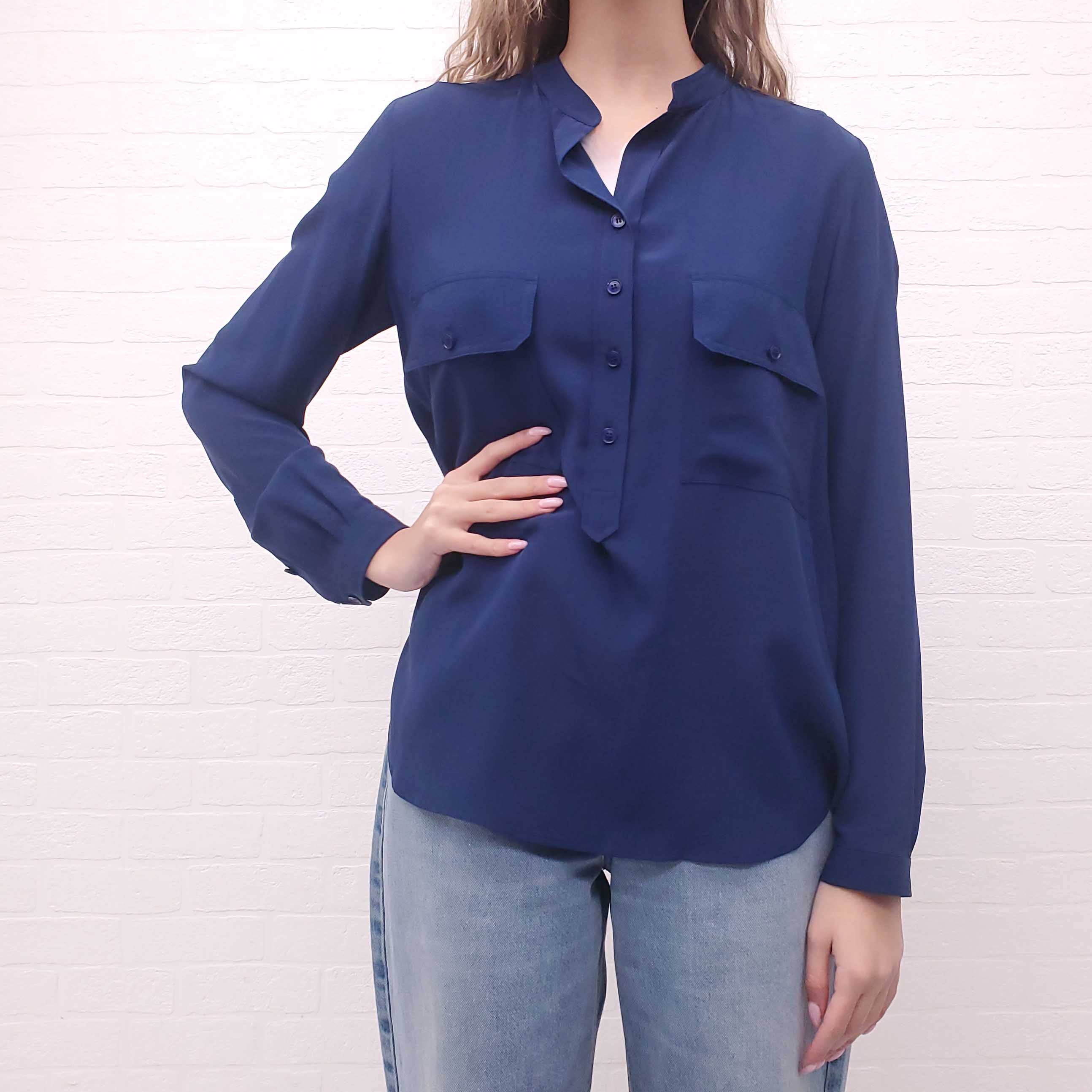 STELLA MCCARTNEY BLUE SILK BLOUSE  - SIZE 40
