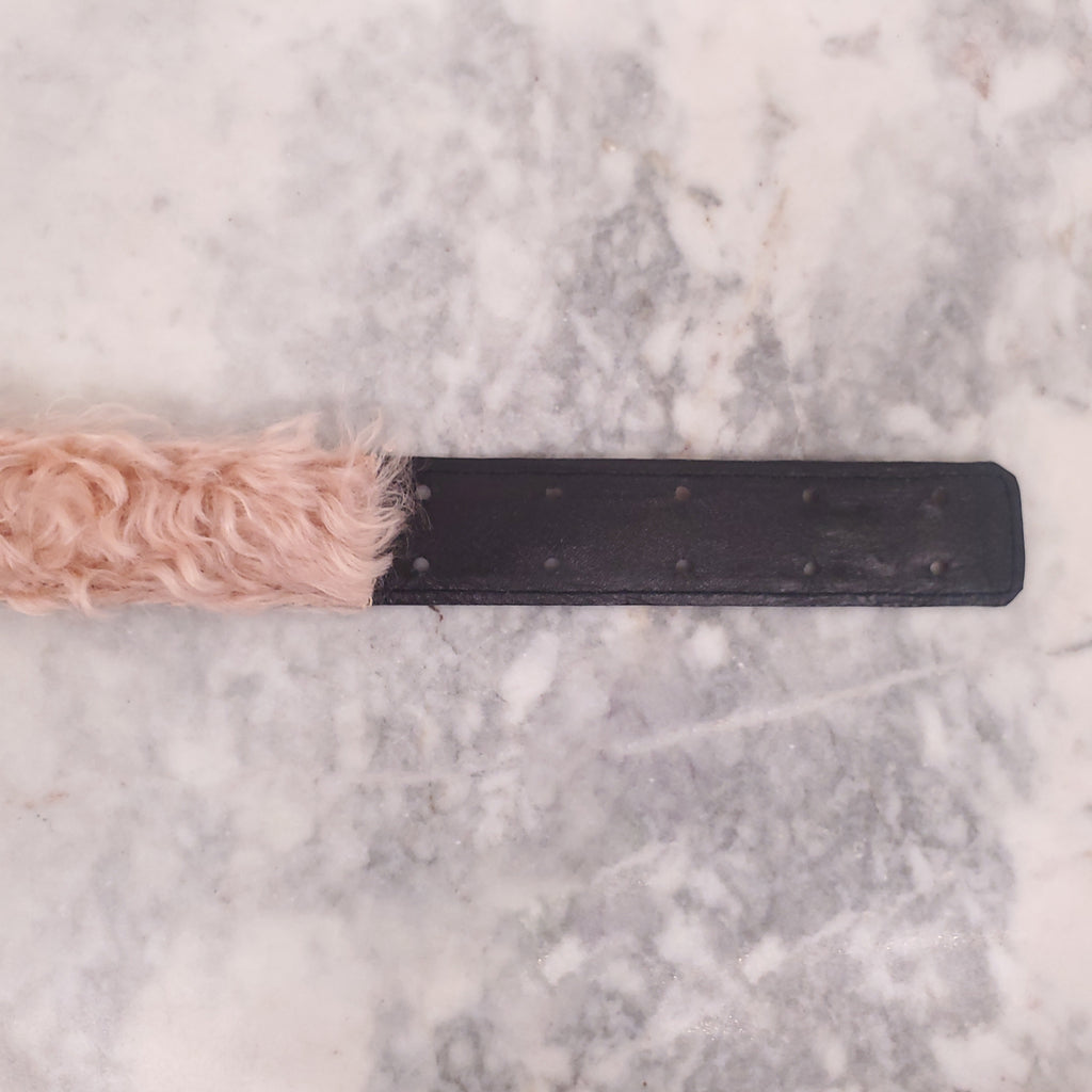 MOSCHINO MONGOLIAN HAIR GOLD LOGO BELT - SIZE 42