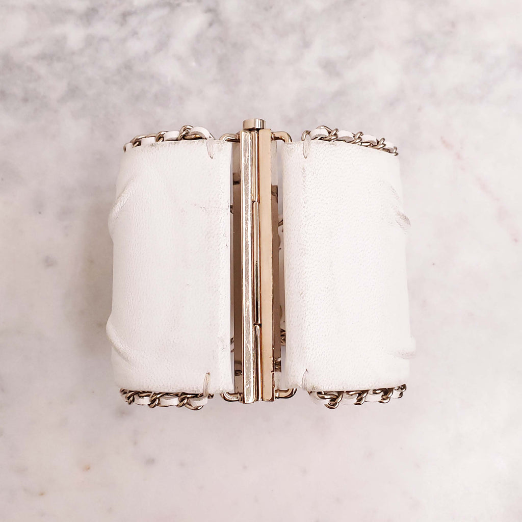 CHANEL LEATHER CUFF BRACELET - SIZE M