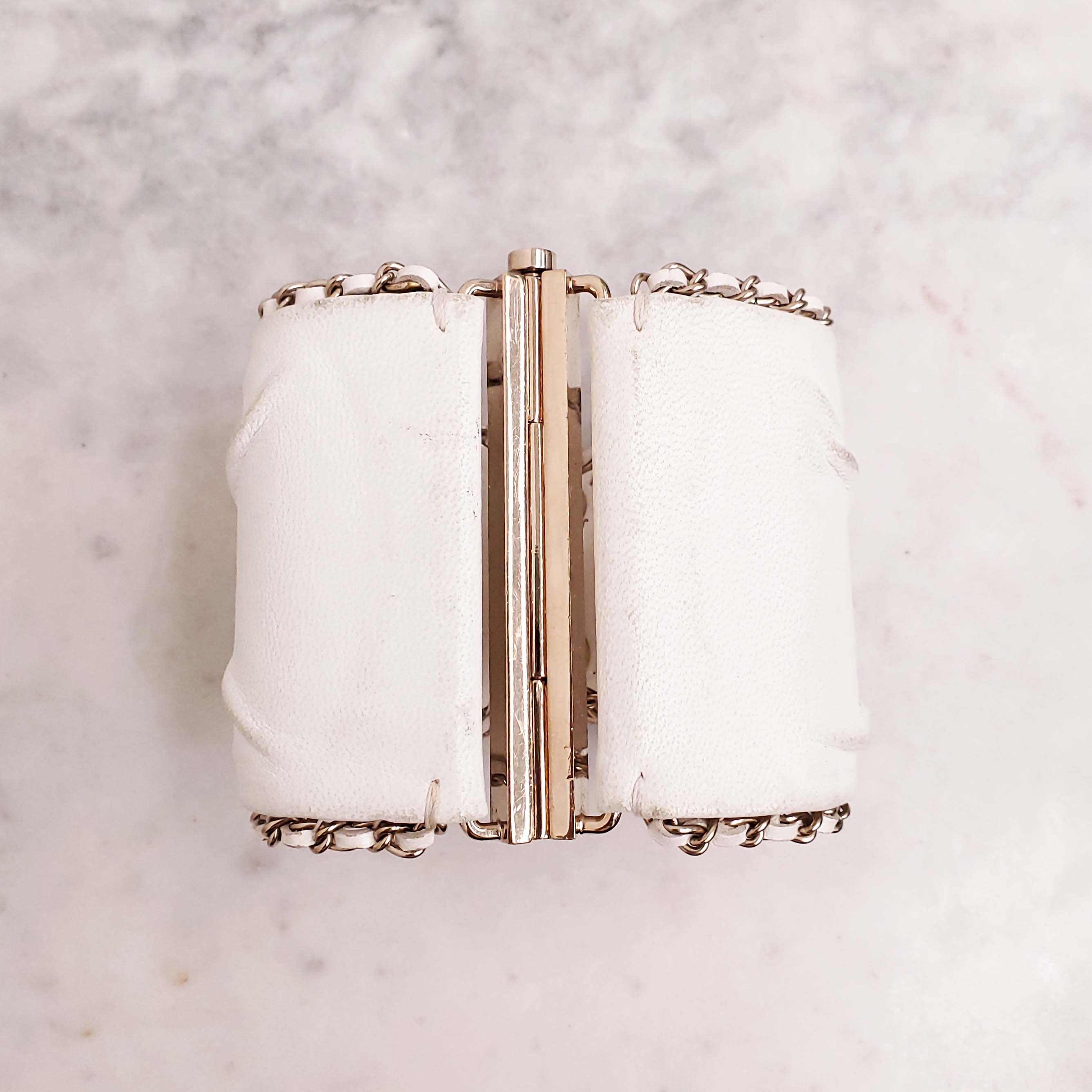 CHANEL LEATHER CUFF BRACELET - SIZE M