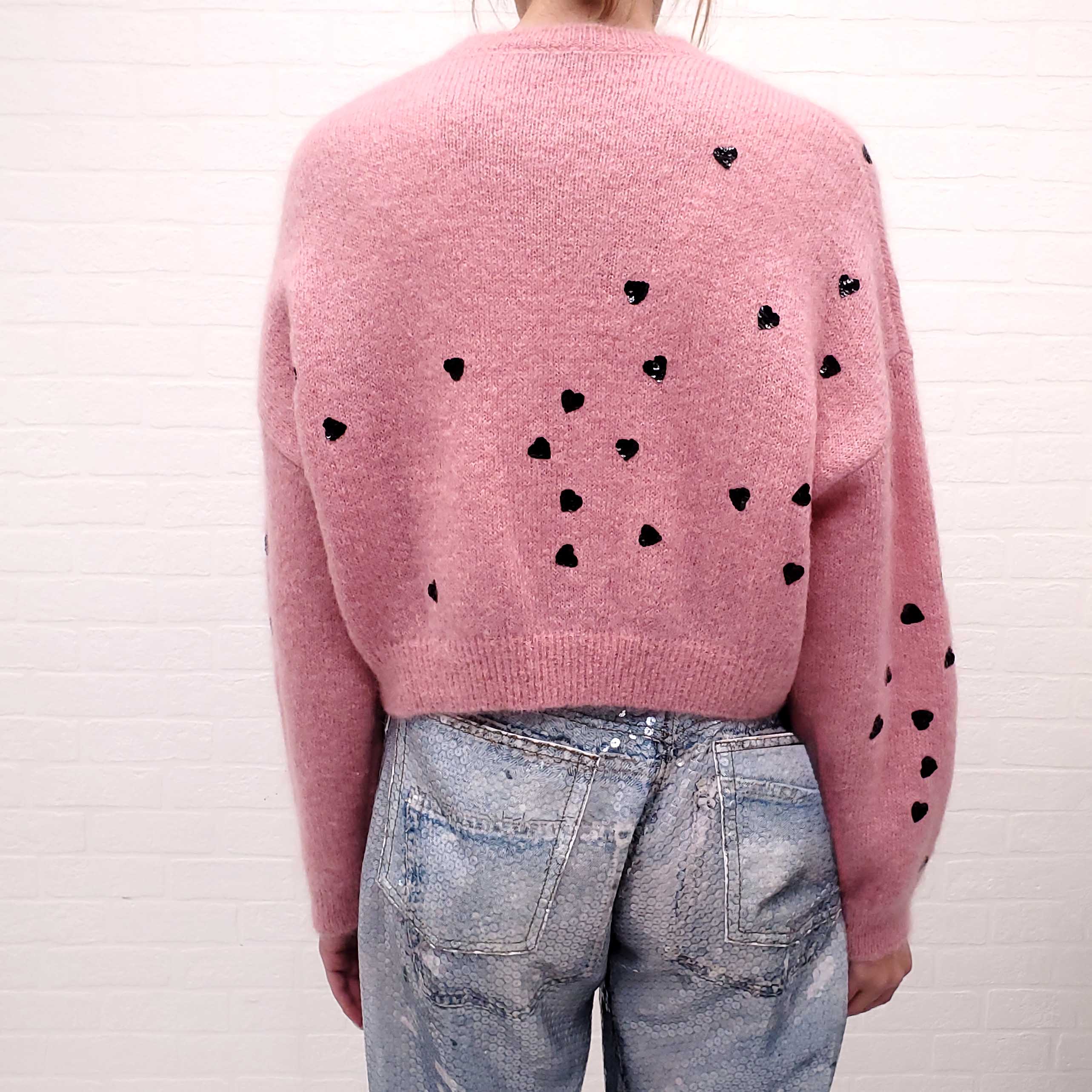 VALENTINO HEART SEQUIN SWEATER - SIZE S