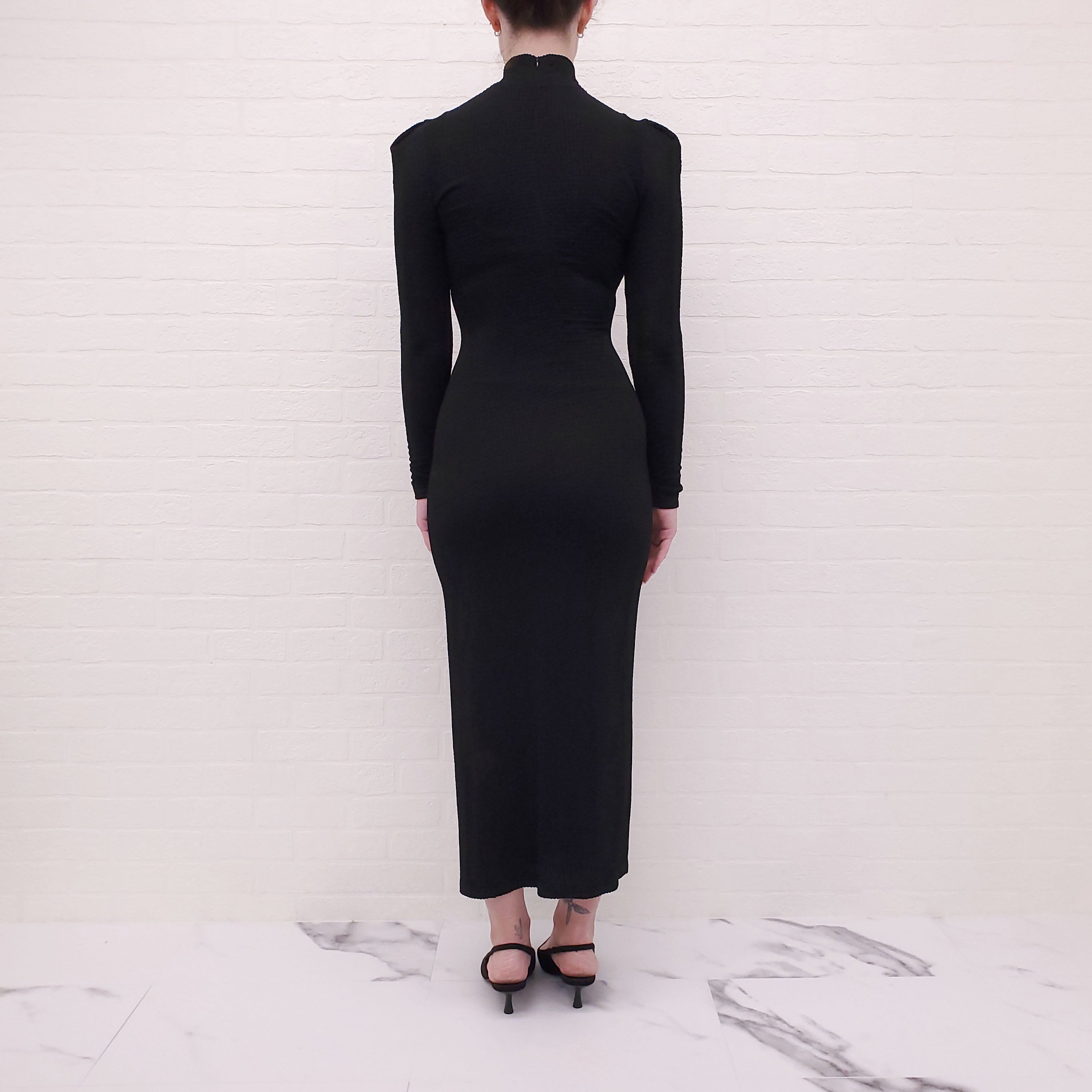 SMYTHE BLACK RIBBED DRESS - SIZE S