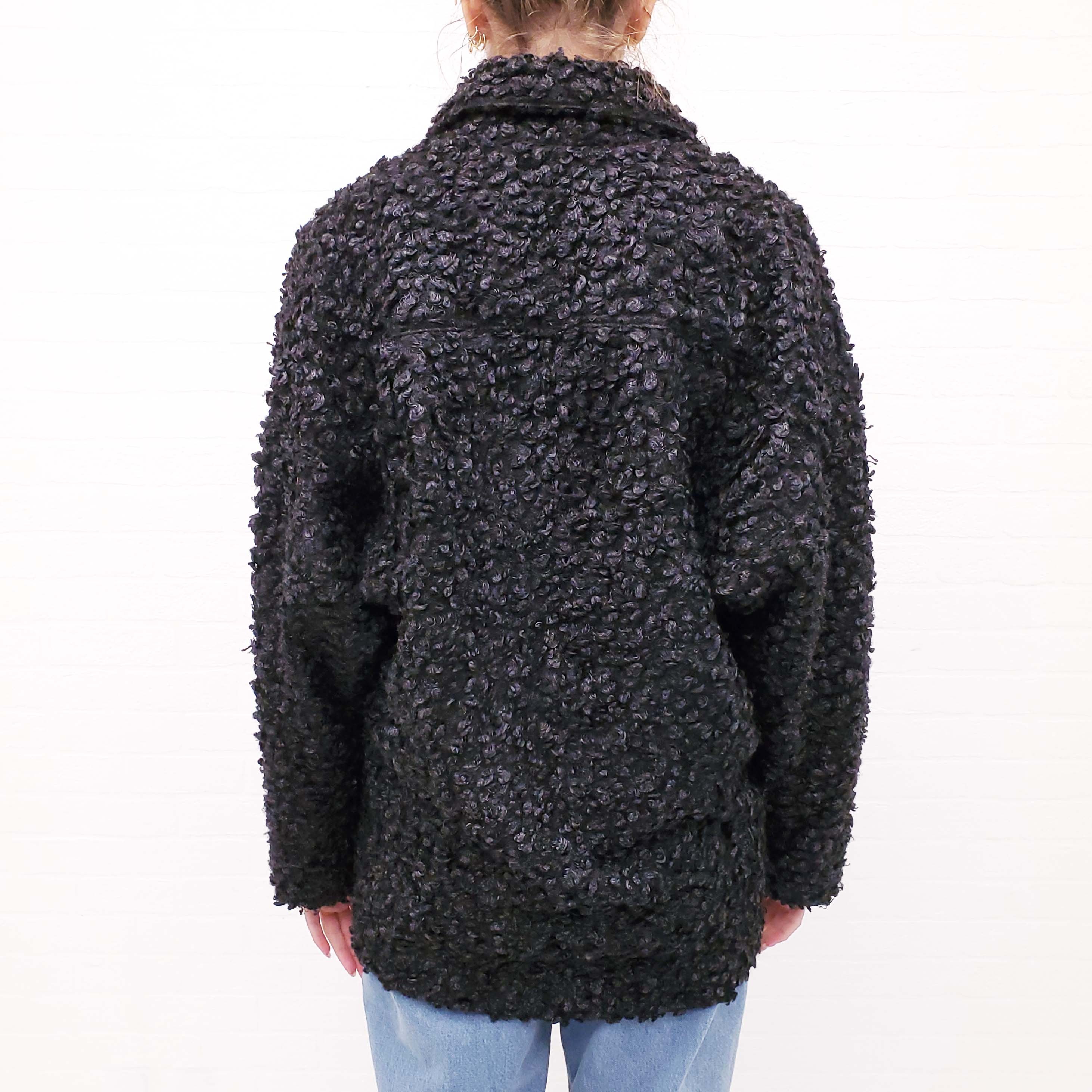 SMYTHE FAUX FUR OVERSIZED JACKET WITH CINCHED WAIST - SIZE S