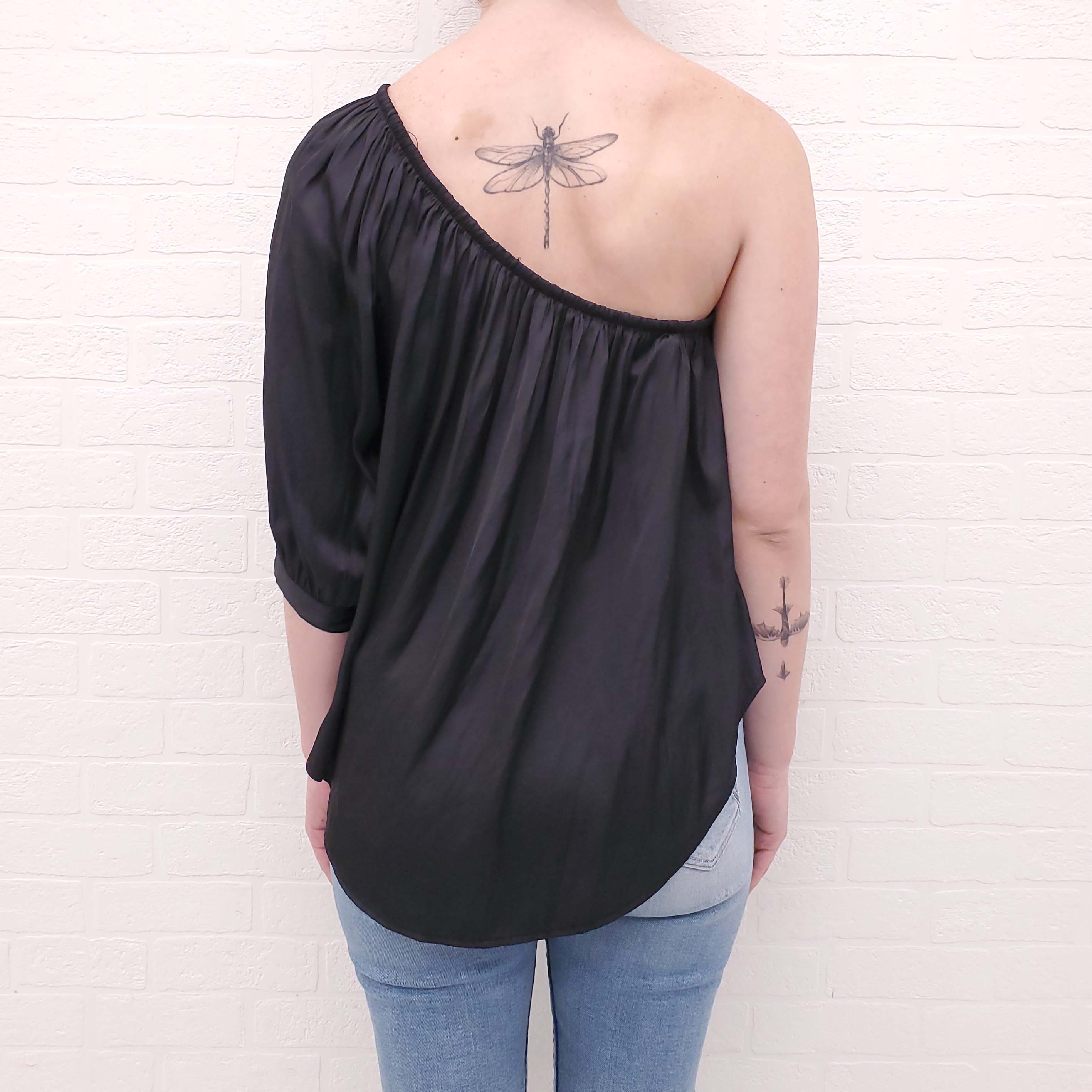 SMYTHE BLACK OFF THE SHOULDER BLOUSE - SIZE S