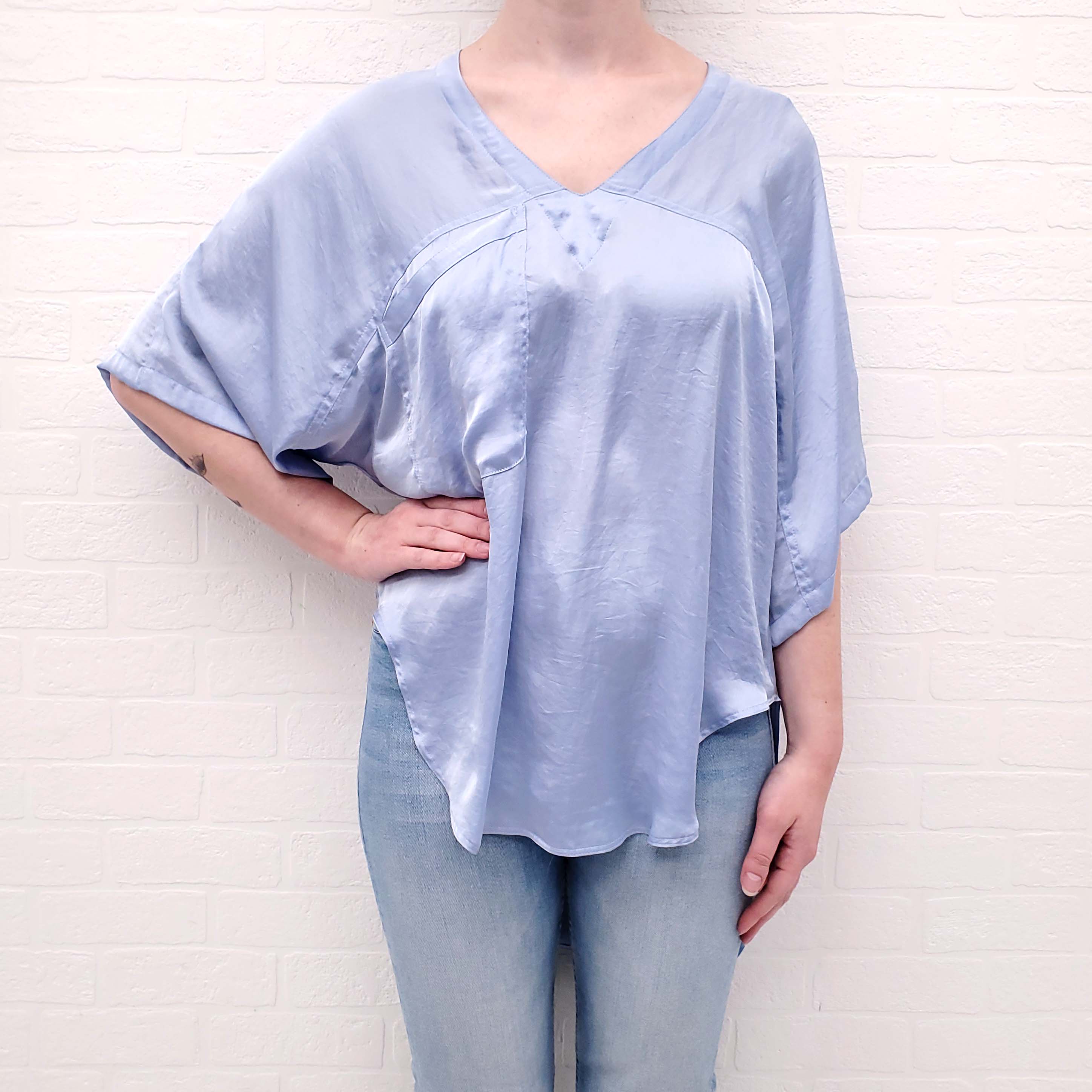 SMYTHE PERIWINKLE OVERSIZED POCKET BLOUSE - SIZE S
