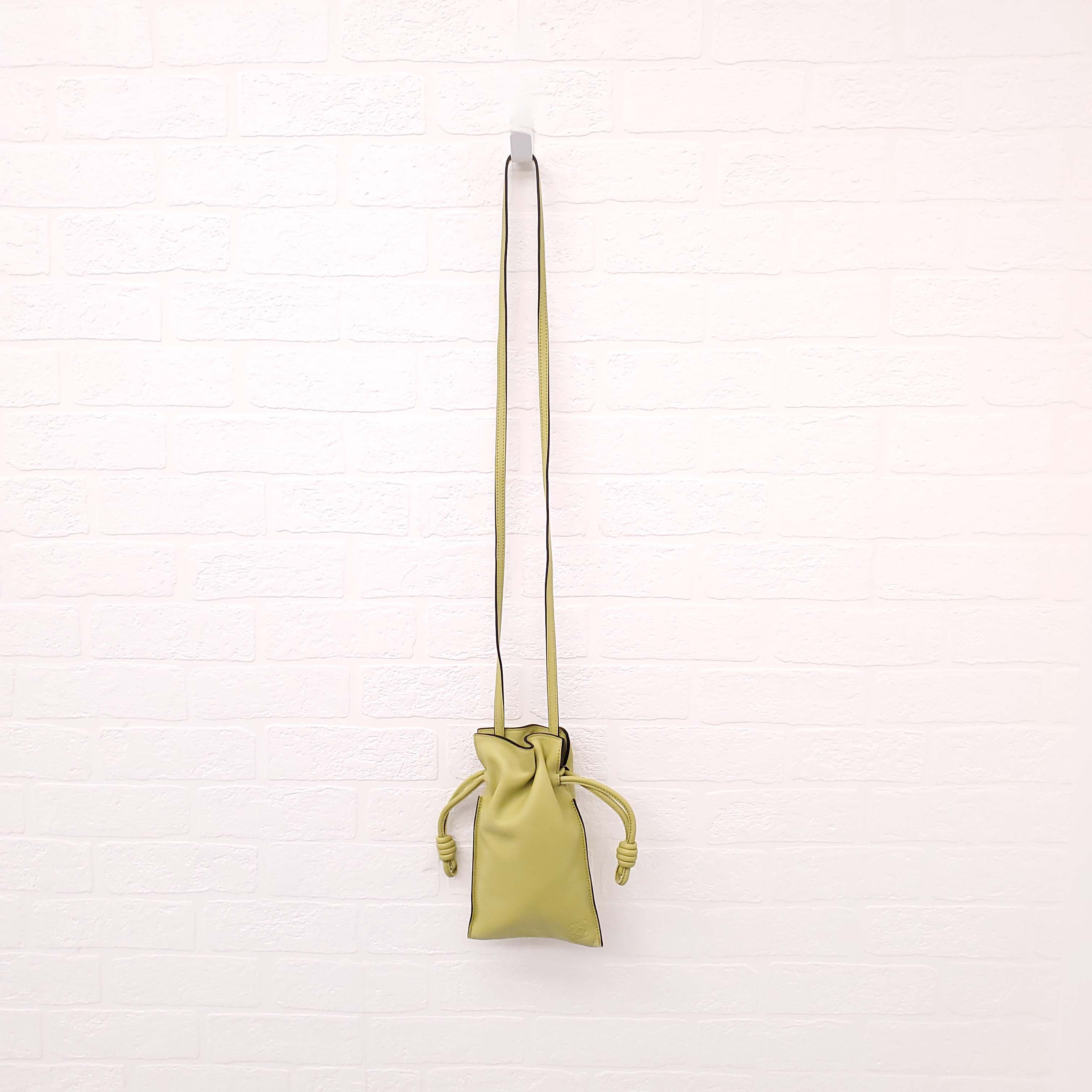 LOEWE LIME GREEN LEATHER FLAMENCO SMALL BAG