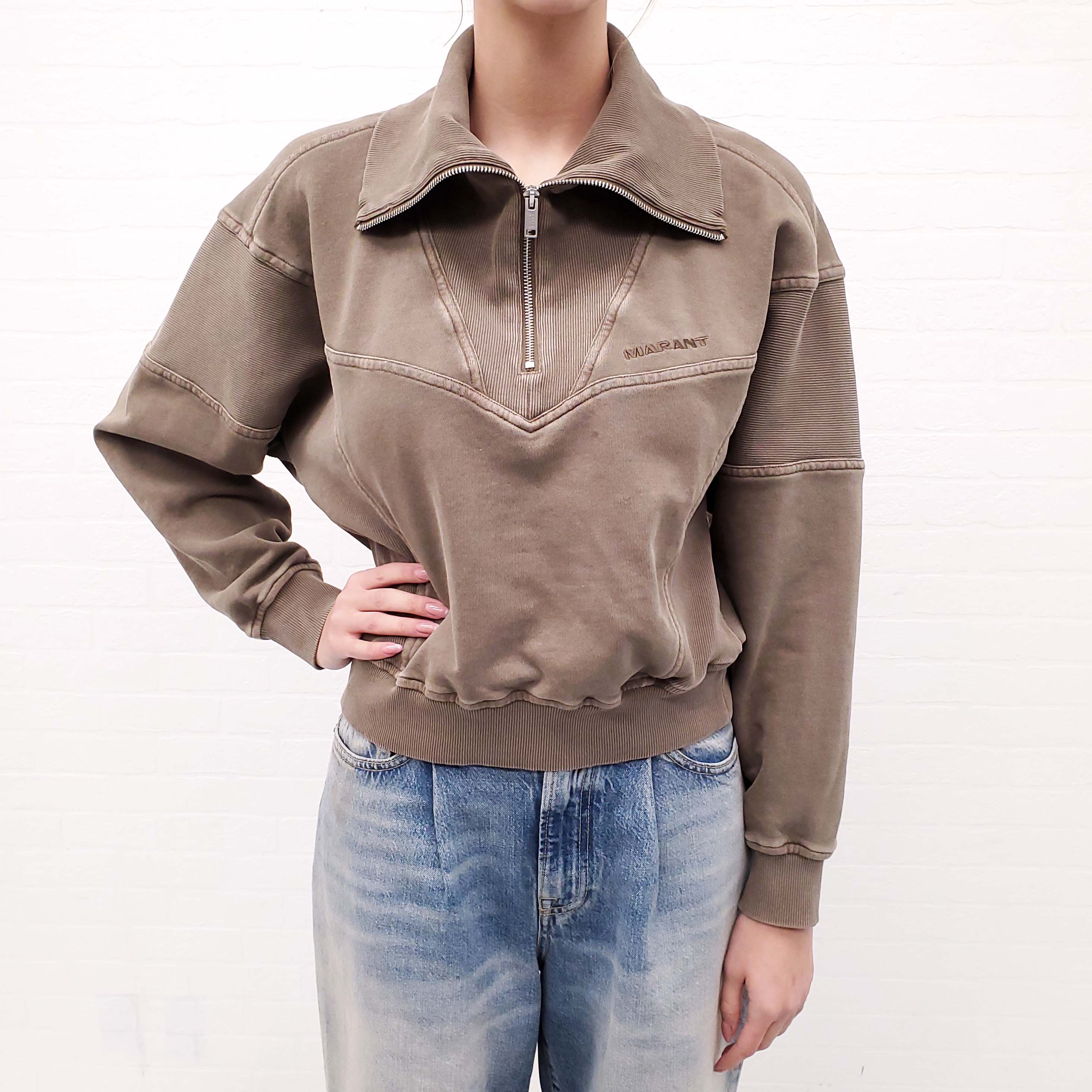 ISABEL MARANT HALF ZIP SWEATSHIRT WITH LOGO  - SIZE 34