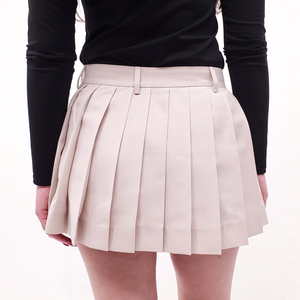 MIU MIU CREAM PLEATED SKIRT - SIZE 36