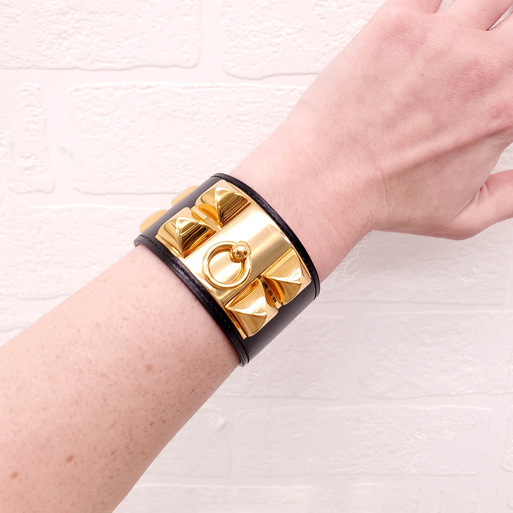 HERMÈS BLACK COLLIER DE CHIEN BRACELET - SIZE S