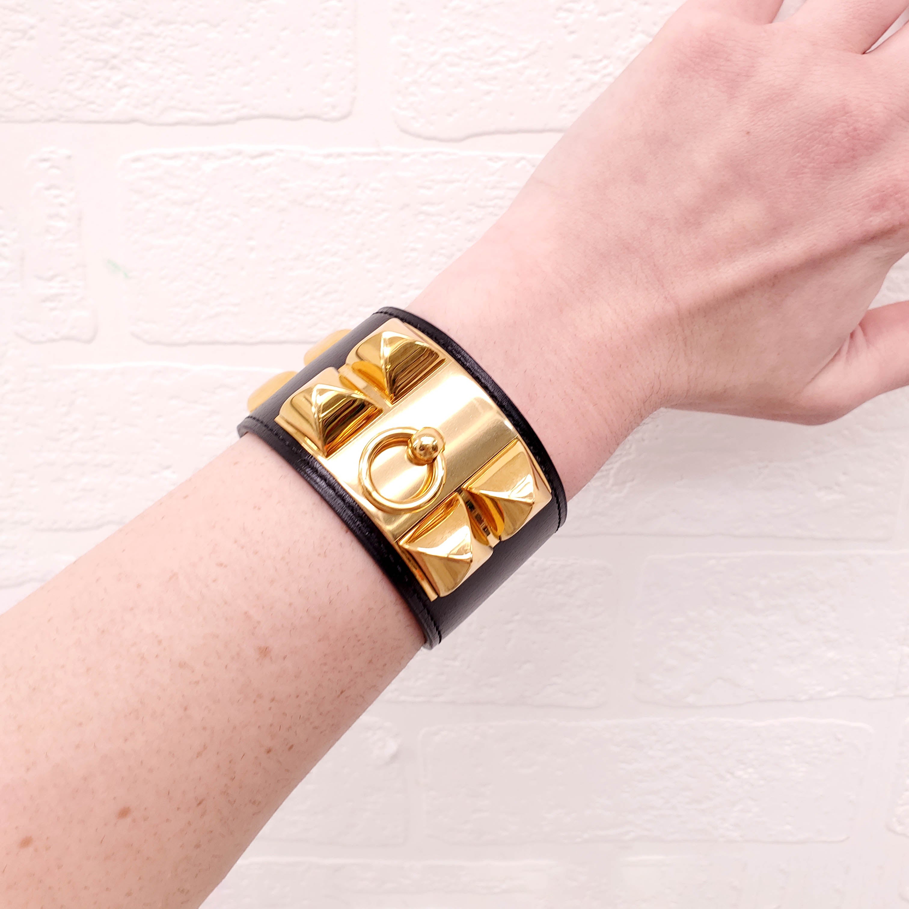 HERMÈS BLACK COLLIER DE CHIEN BRACELET - SIZE S