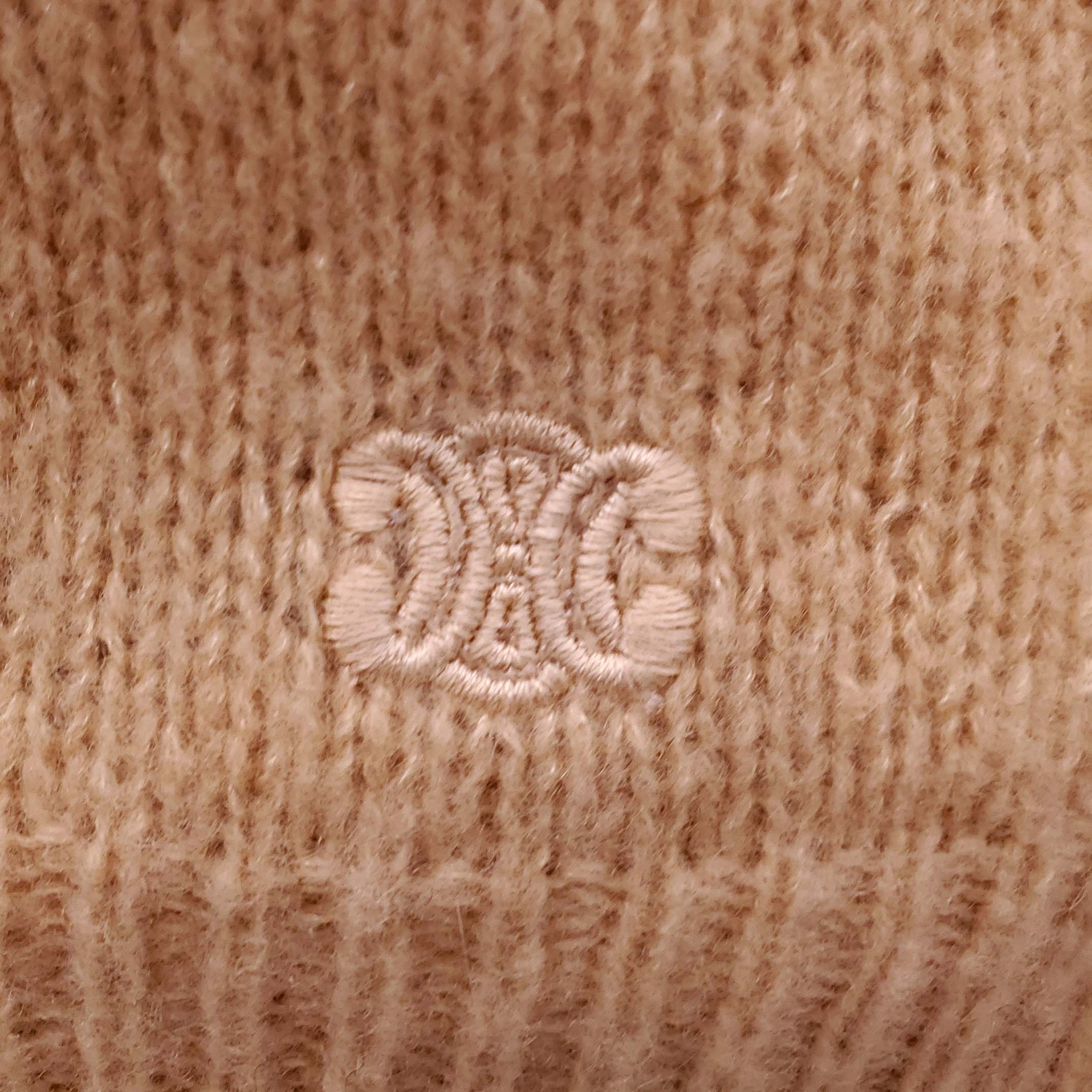 CELINE YELLOW CASHMERE CARDIGAN WITH TRIOMPHE LOGO - SIZE XS