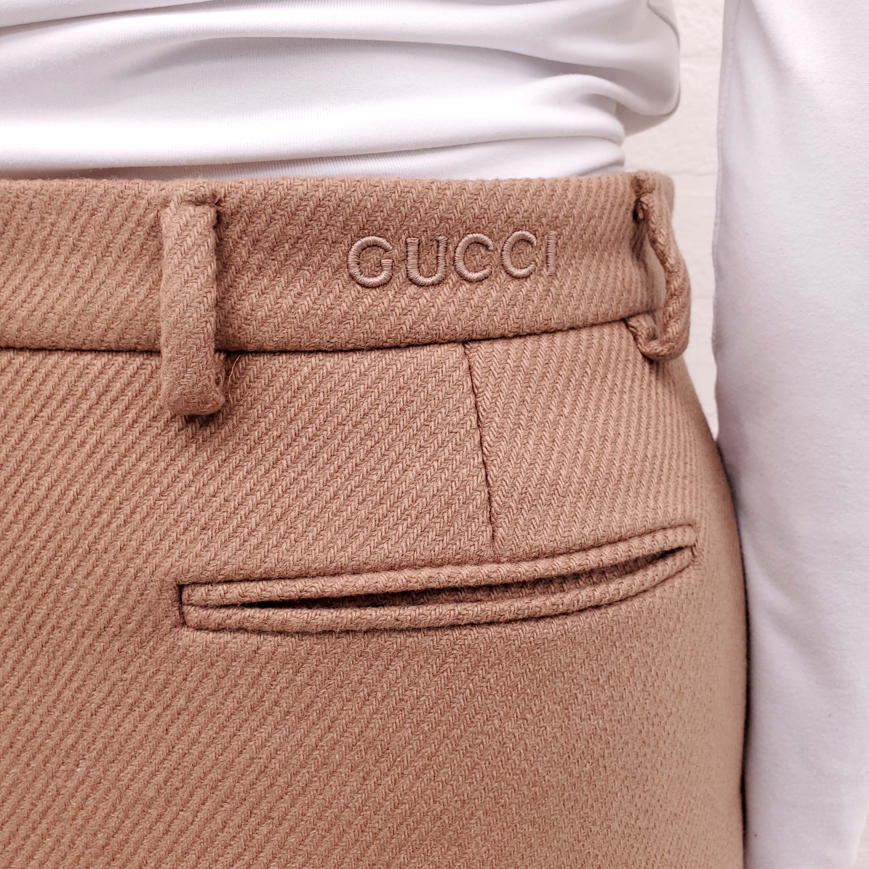 GUCCI WOOL MINI SKIRT WITH LOGO AND GG INTERIOR - SIZE 36