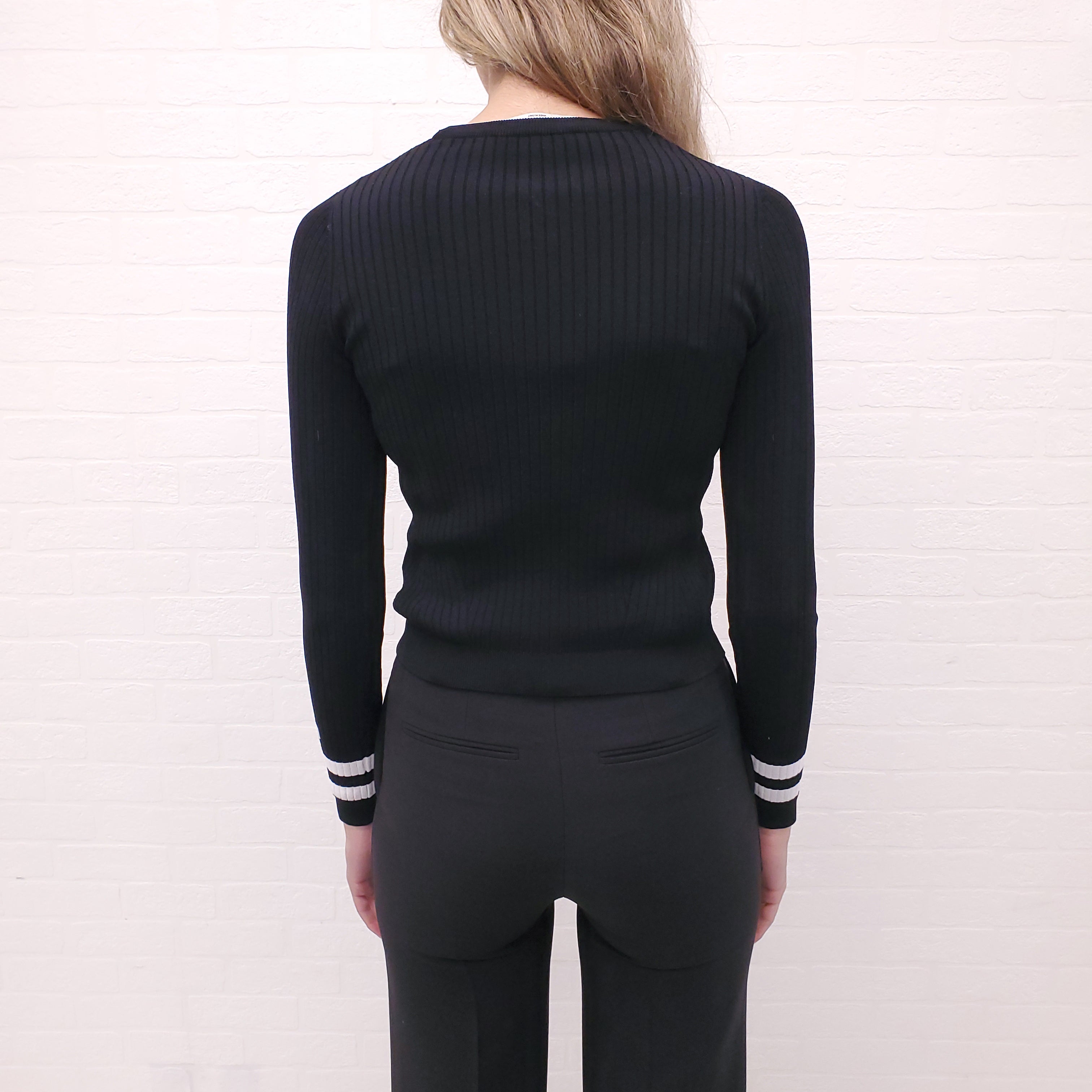 VALENTINO LOGO RIBBED STRETCH SWEATER - SIZE XS