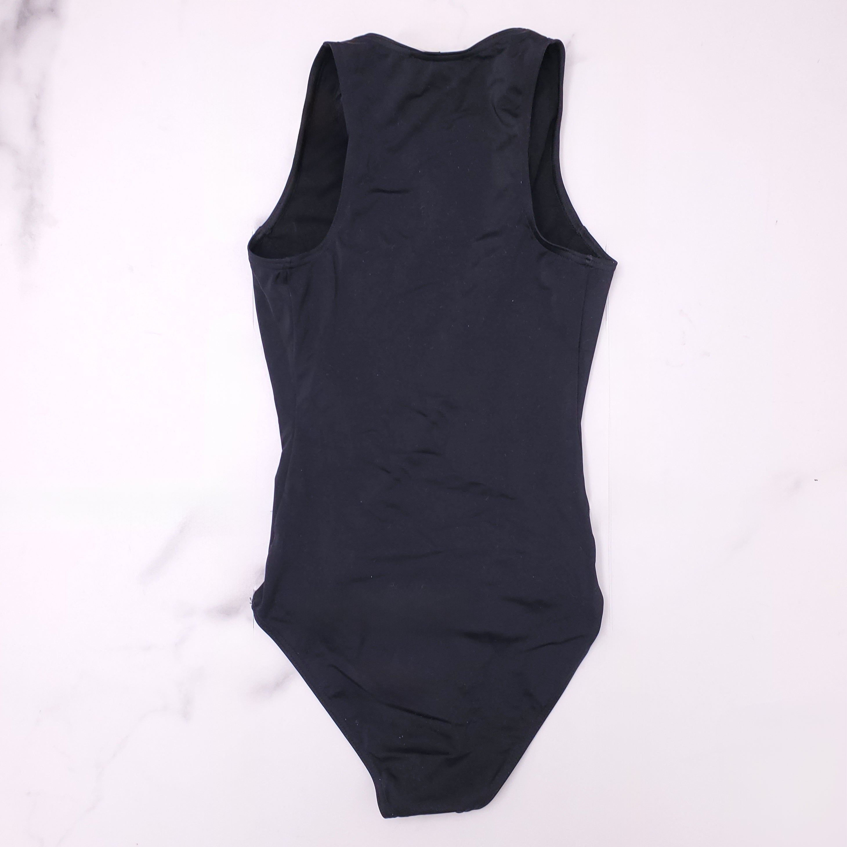 BALMAIN BLACK V-NECK SWIMSUIT WITH GOLD LOGO BUTTONS - SIZE 34