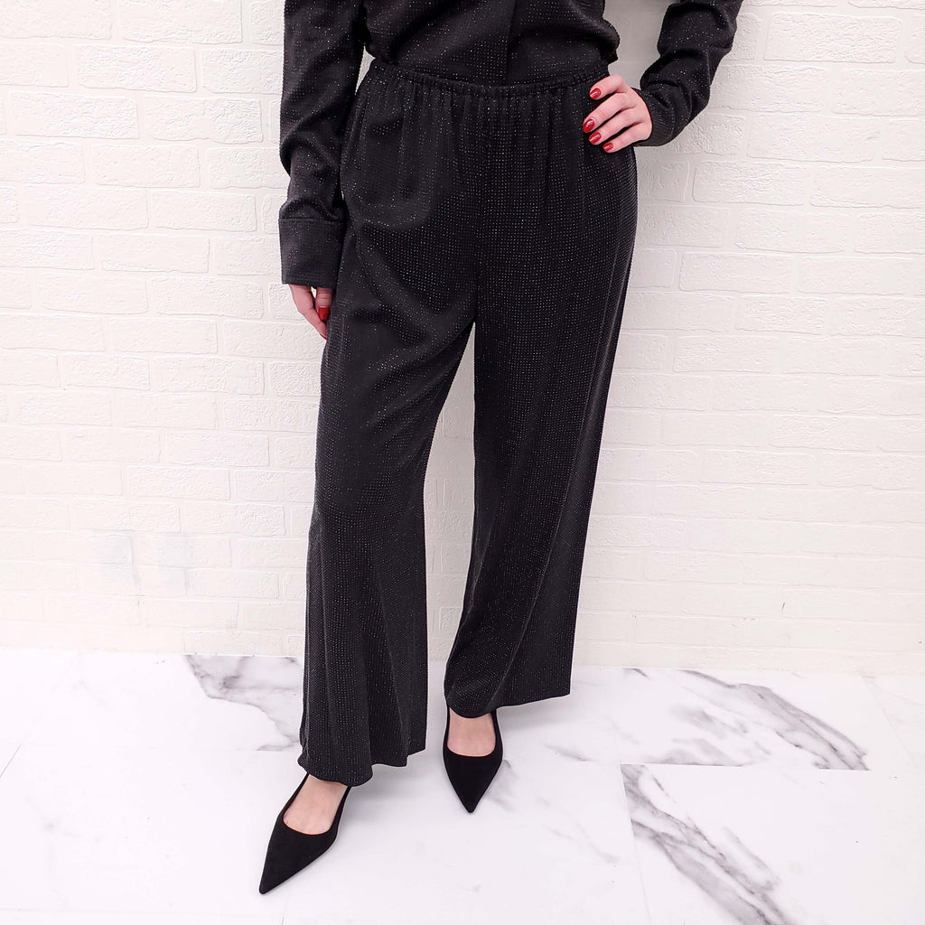 ALEXANDER WANG BLACK RHINESTONE PANTS WITH ELASTIC WAIST - SIZE 6