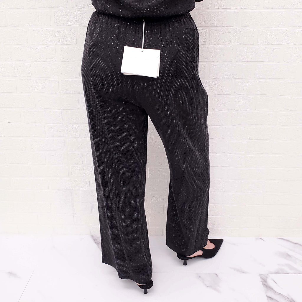ALEXANDER WANG BLACK RHINESTONE PANTS WITH ELASTIC WAIST - SIZE 6