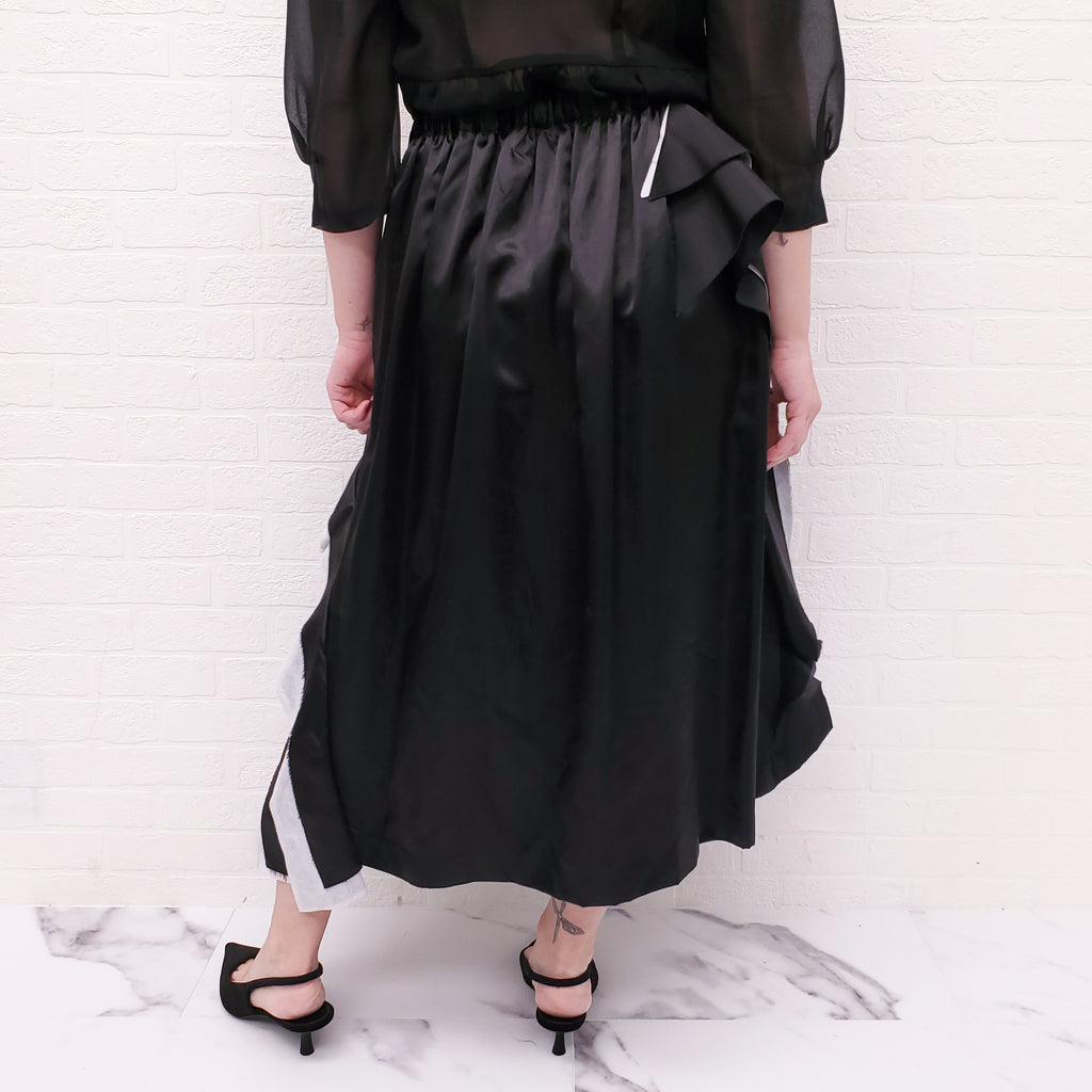 COMME DES GARÇONS BLACK AND WHITE RUFFLE SKIRT - SIZE M