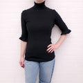 BURBERRY BLACK SWEATER WITH RUFFLE SLEEVE - SIZE L
