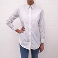 BURBERRY WHITE COTTON LOGO BLOUSE - SIZE 2