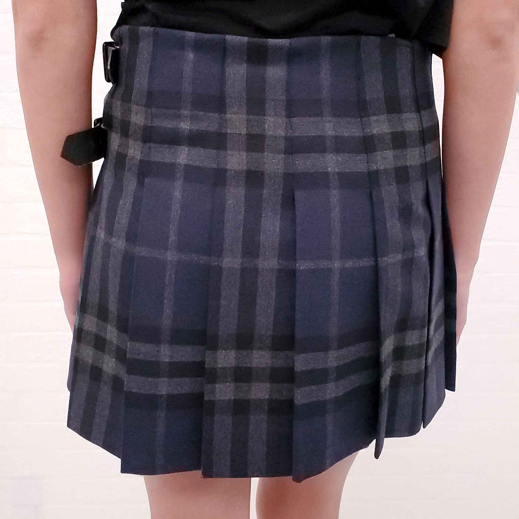 BURBERRY PLAID SKIRT WITH LEATHER BELT - SIZE 6