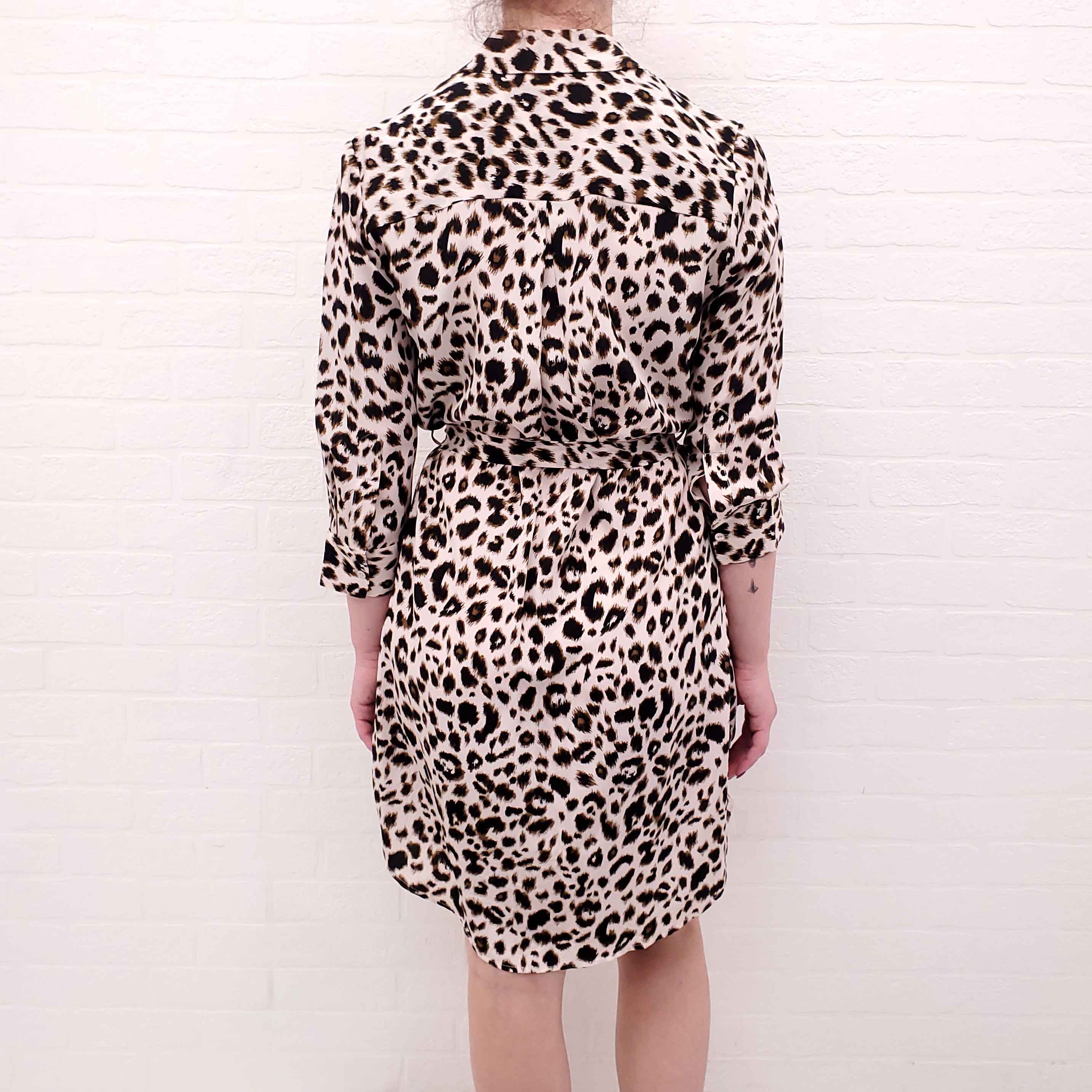 L’AGENCE LEOPARD SILK SHIRT DRESS WITH BELT - SIZE S