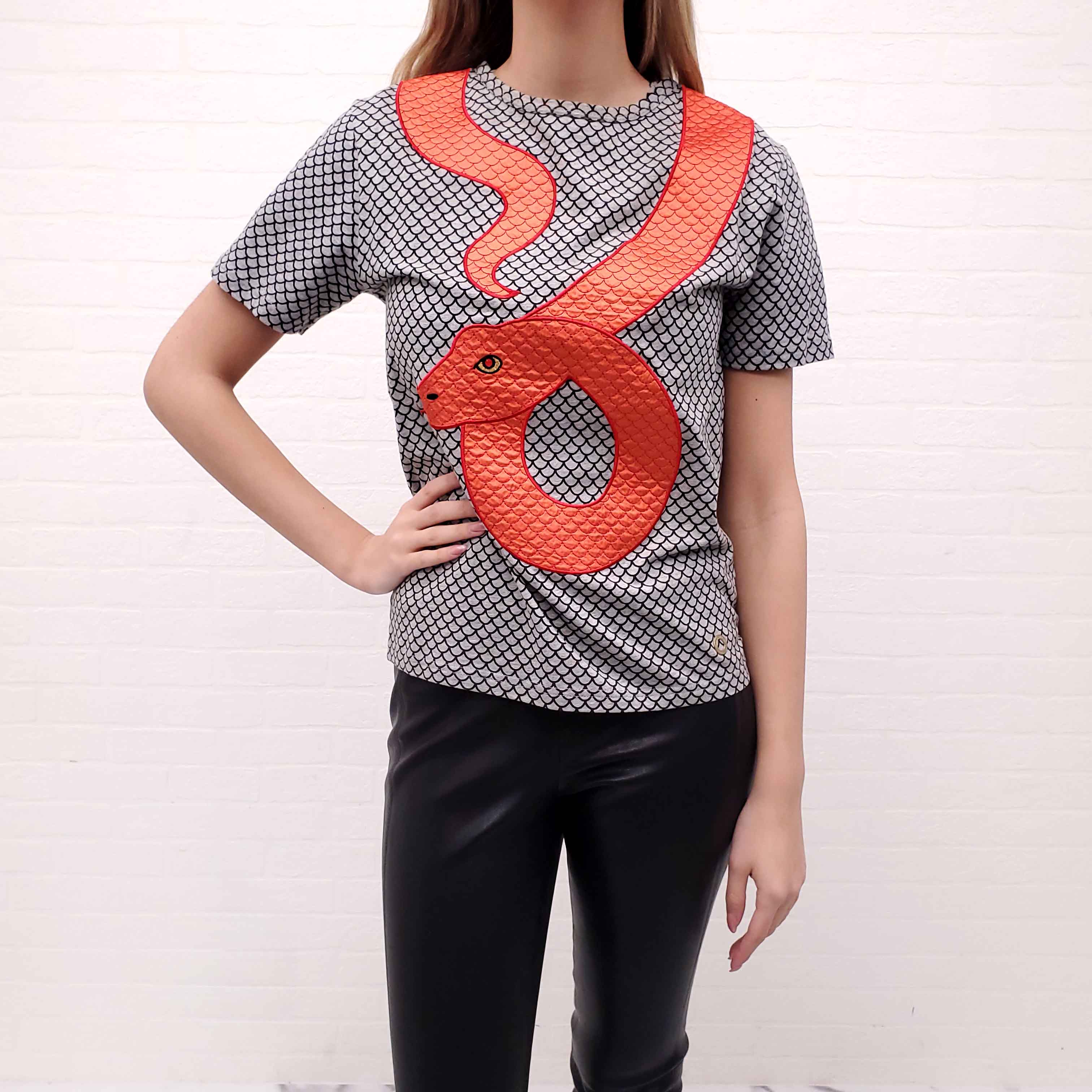 OPENING CEREMONY ORANGE SNAKE PATTERN T-SHIRT - SIZE XS