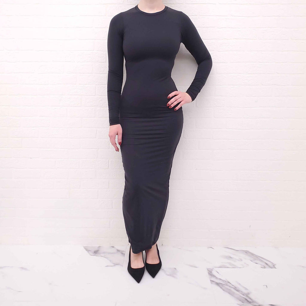 SKIMS BLACK LONG SLEEVE DRESS - SIZE M