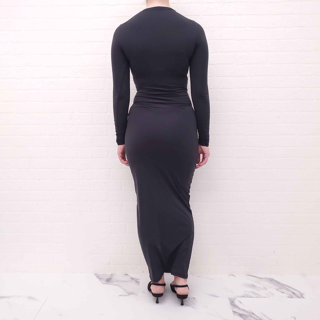 SKIMS BLACK LONG SLEEVE DRESS - SIZE M