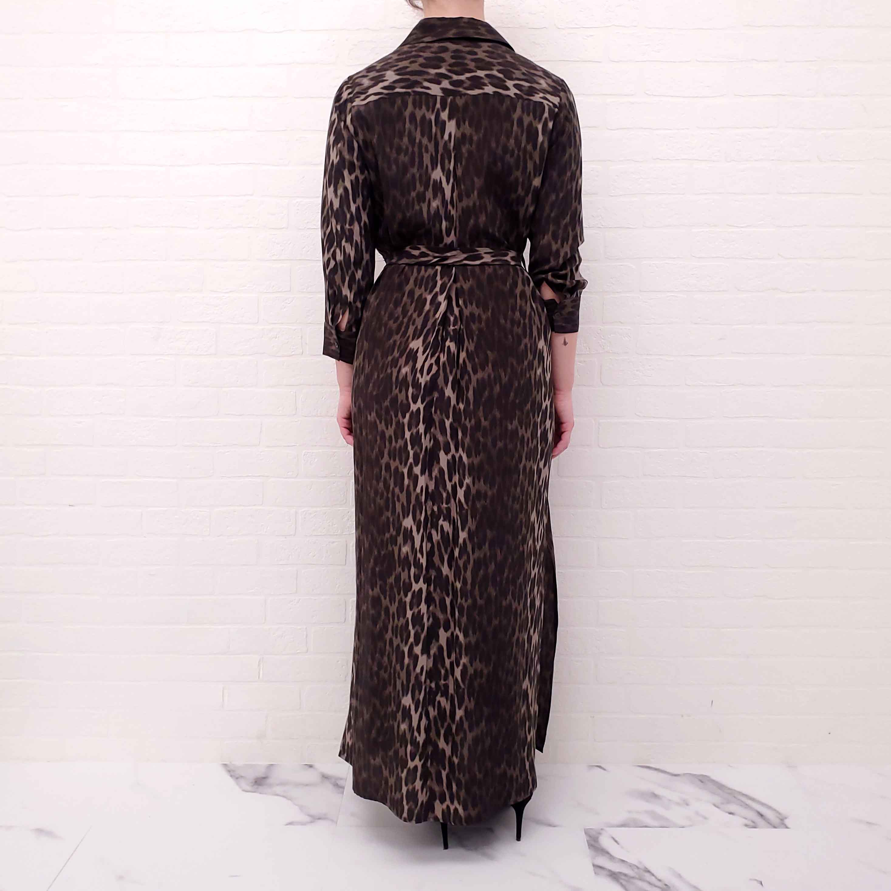 L'AGENCE LEOPARD SILK MAXI DRESS - SIZE XS