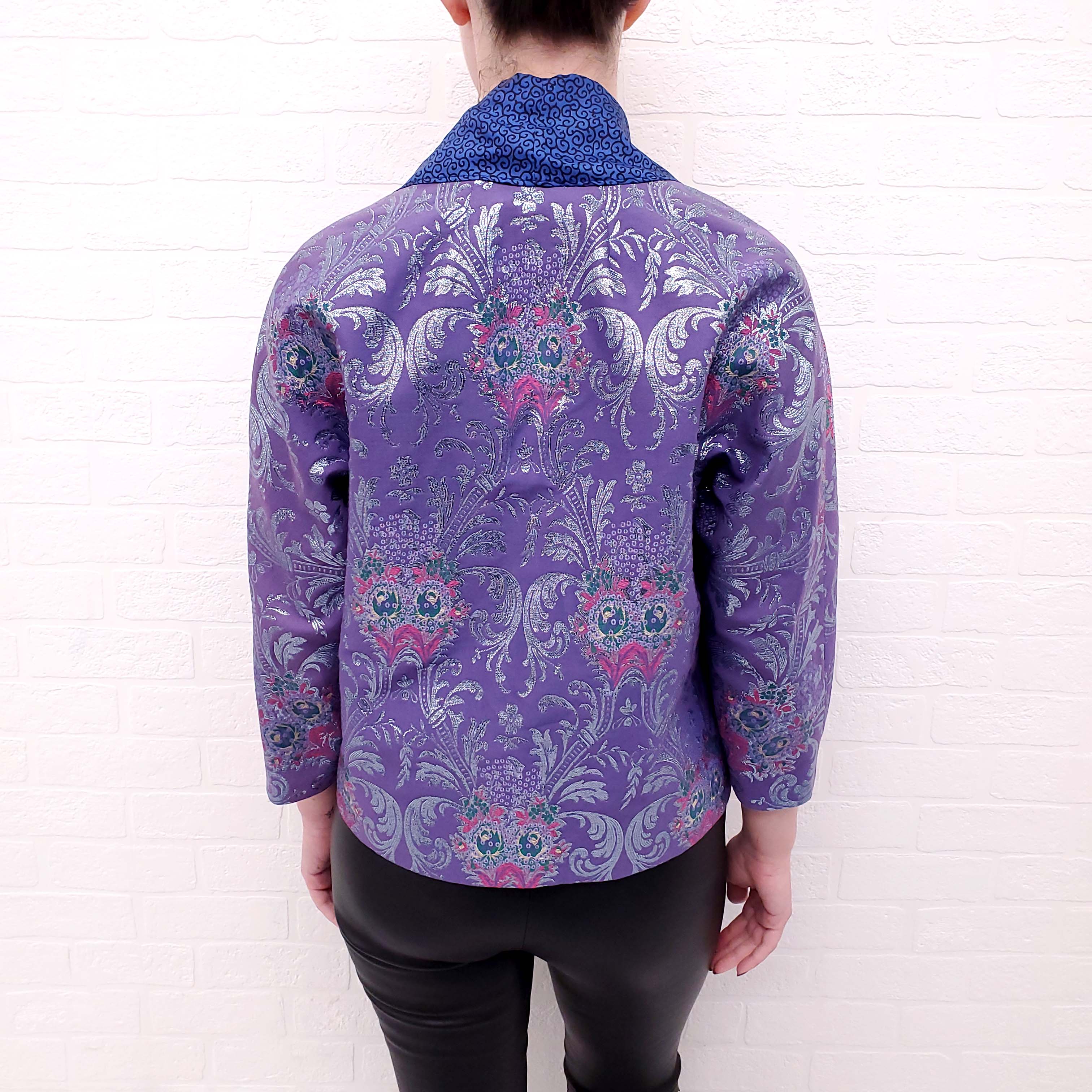 ETRO PURPLE METALLIC PATTERNED COAT - SIZE 42