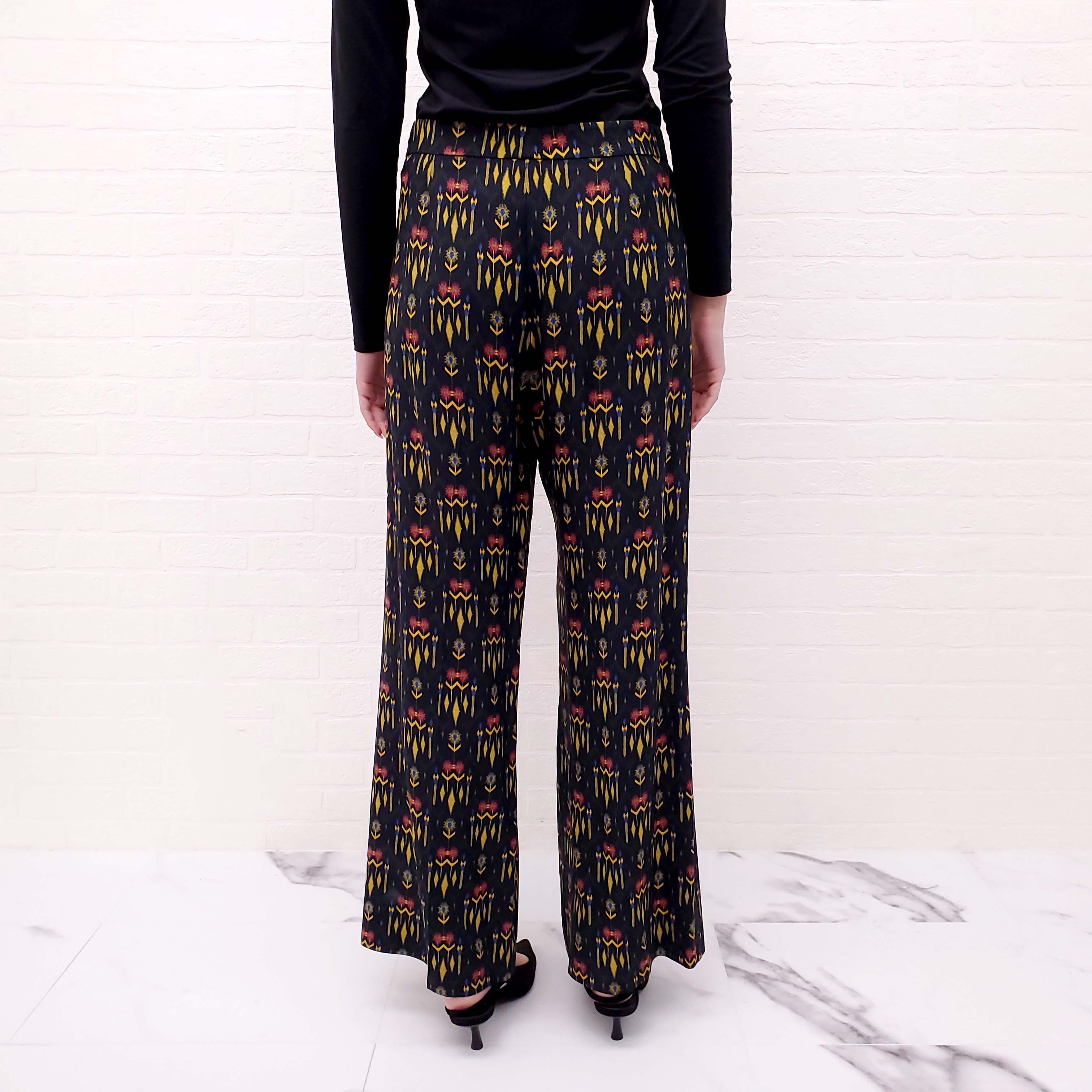 ETRO BLACK AND YELLOW PATTERNED PANTS - SIZE 42
