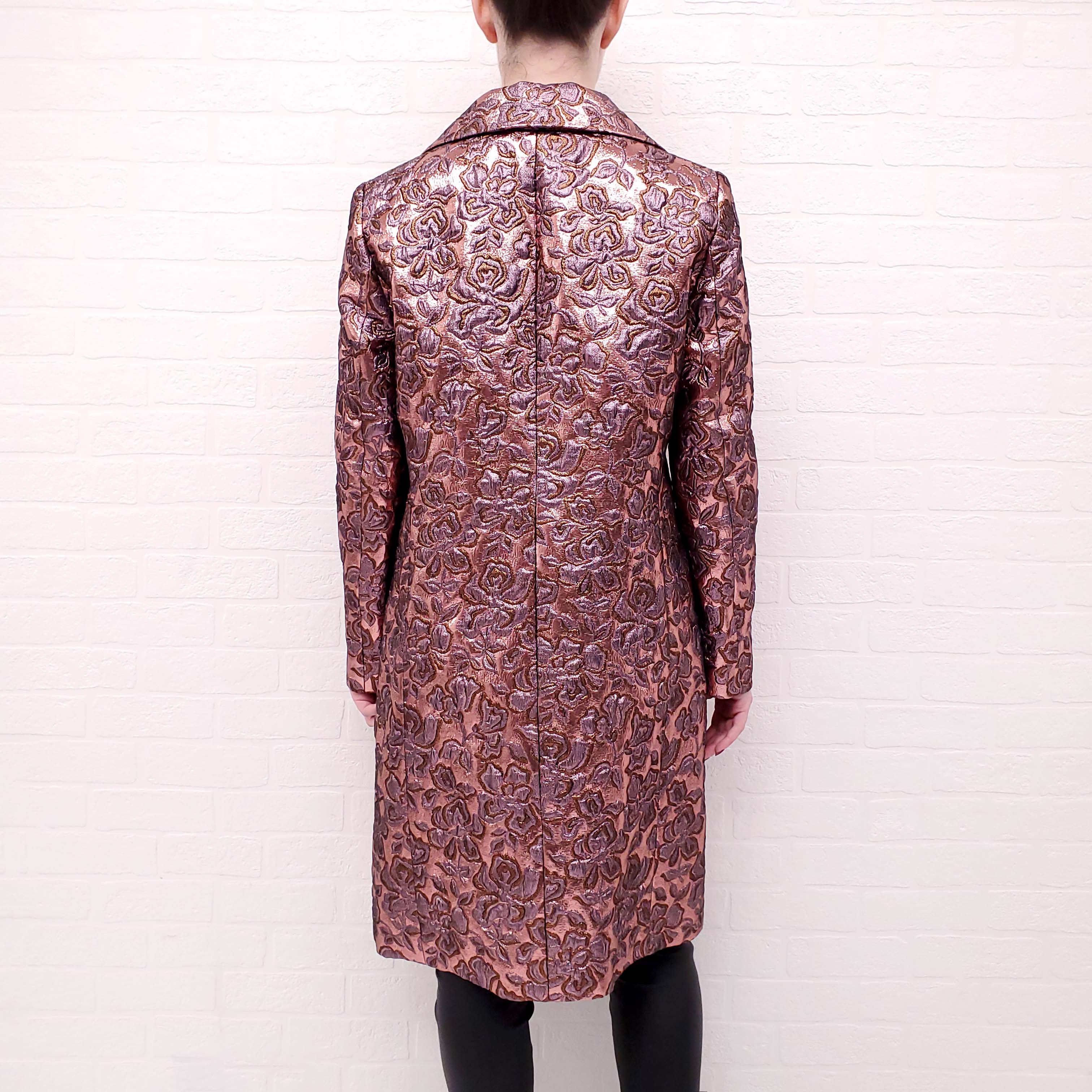 ETRO METALLIC PINK JACQUARD COAT - SIZE 46