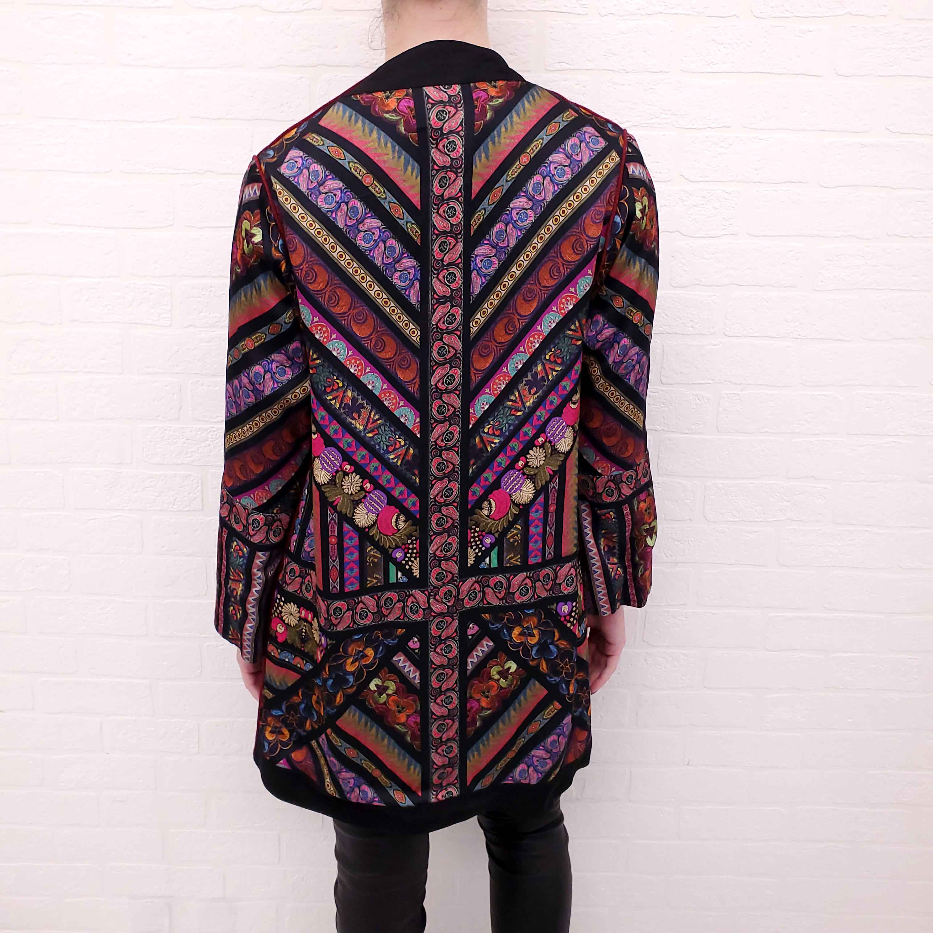 ETRO BLACK AND MULTICOLOURED KIMONO JACKET - SIZE 46