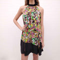 ETRO SILK HALTER DRESS WITH TIE COLLAR DETAIL - SIZE 40