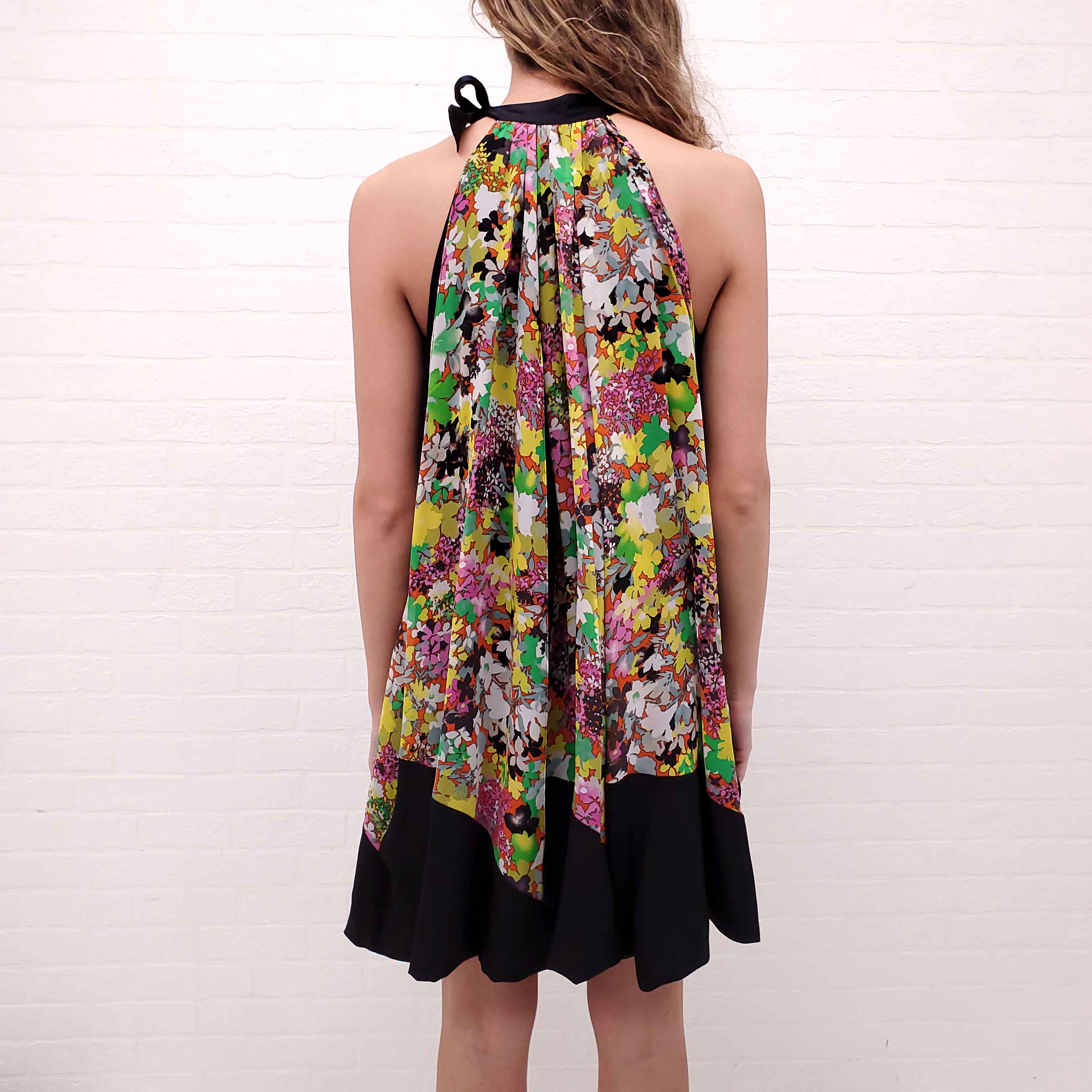 ETRO SILK HALTER DRESS WITH TIE COLLAR DETAIL - SIZE 40