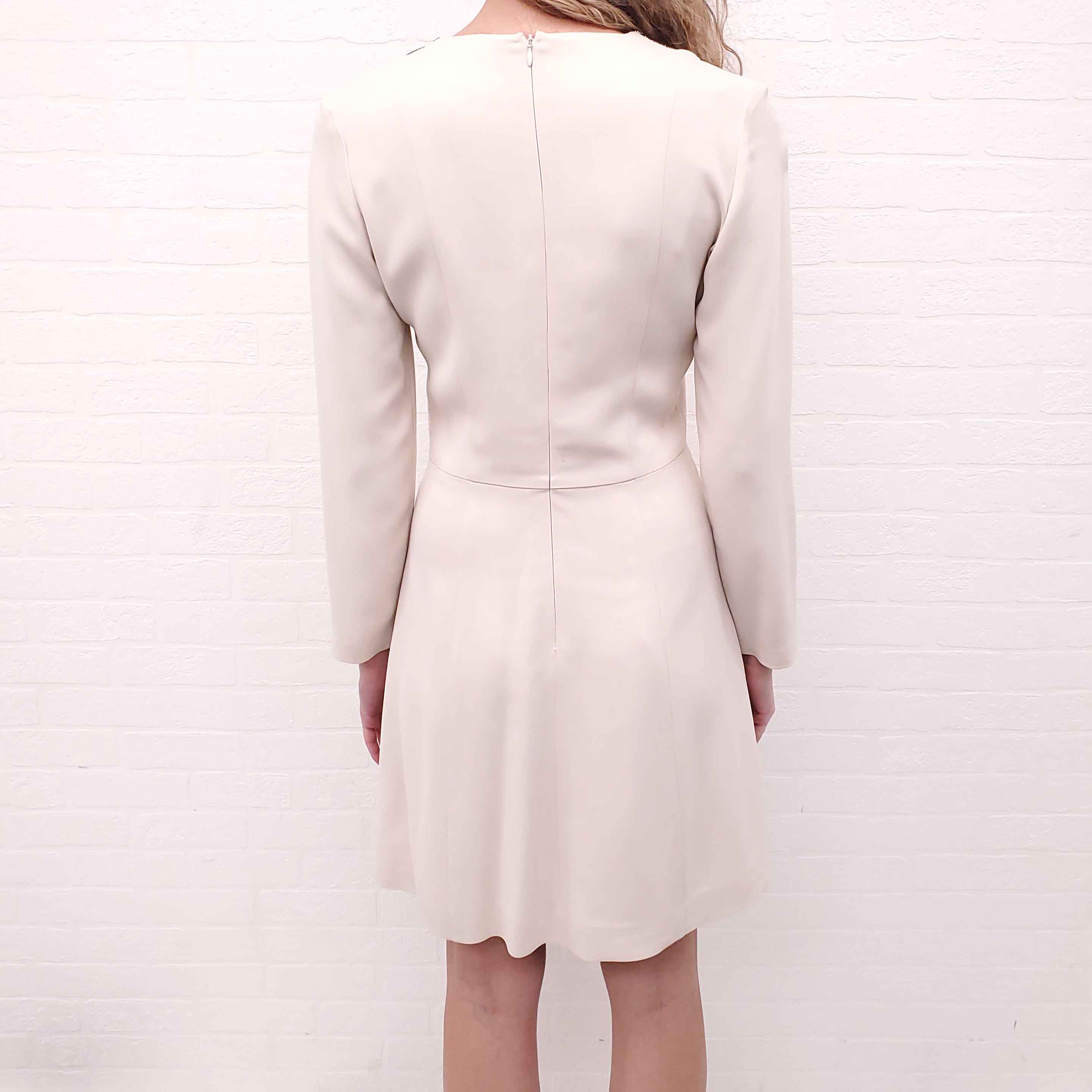 ETRO CREAM DRESS WITH BLACK BEADING DETAIL - SIZE 42