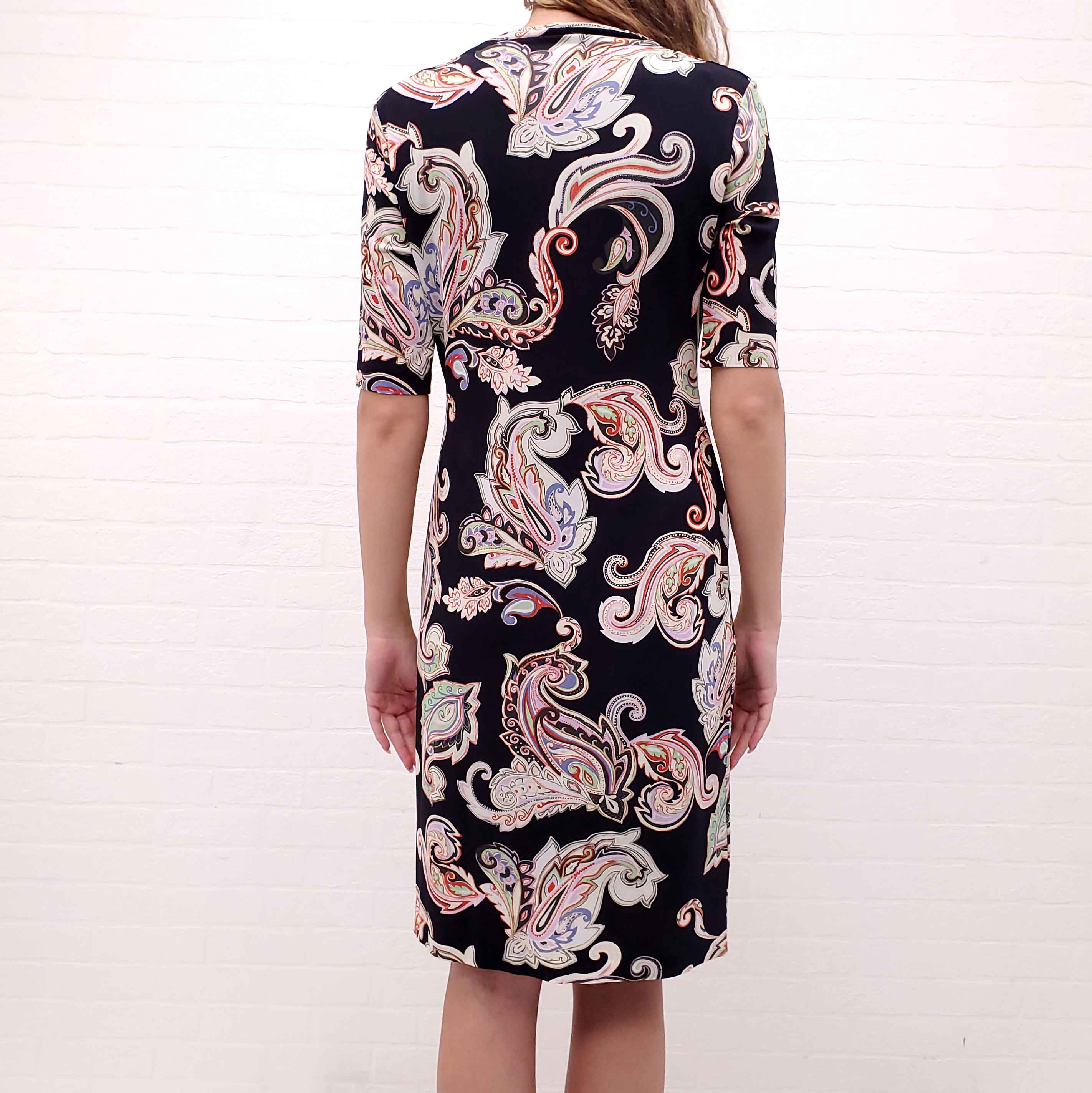 ETRO BLACK PAISLEY PATTERNED HALF SLEEVE DRESS - SIZE 42