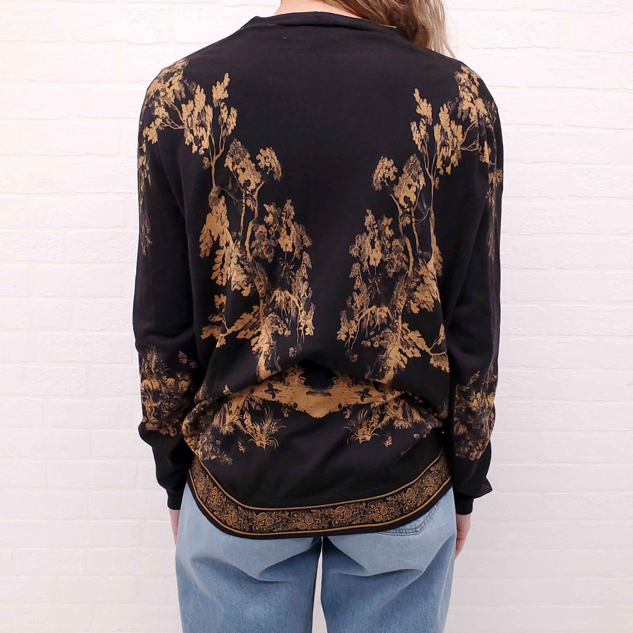 ETRO BLACK AND ORANGE TREE PATTERN CARDIGAN - SIZE 46