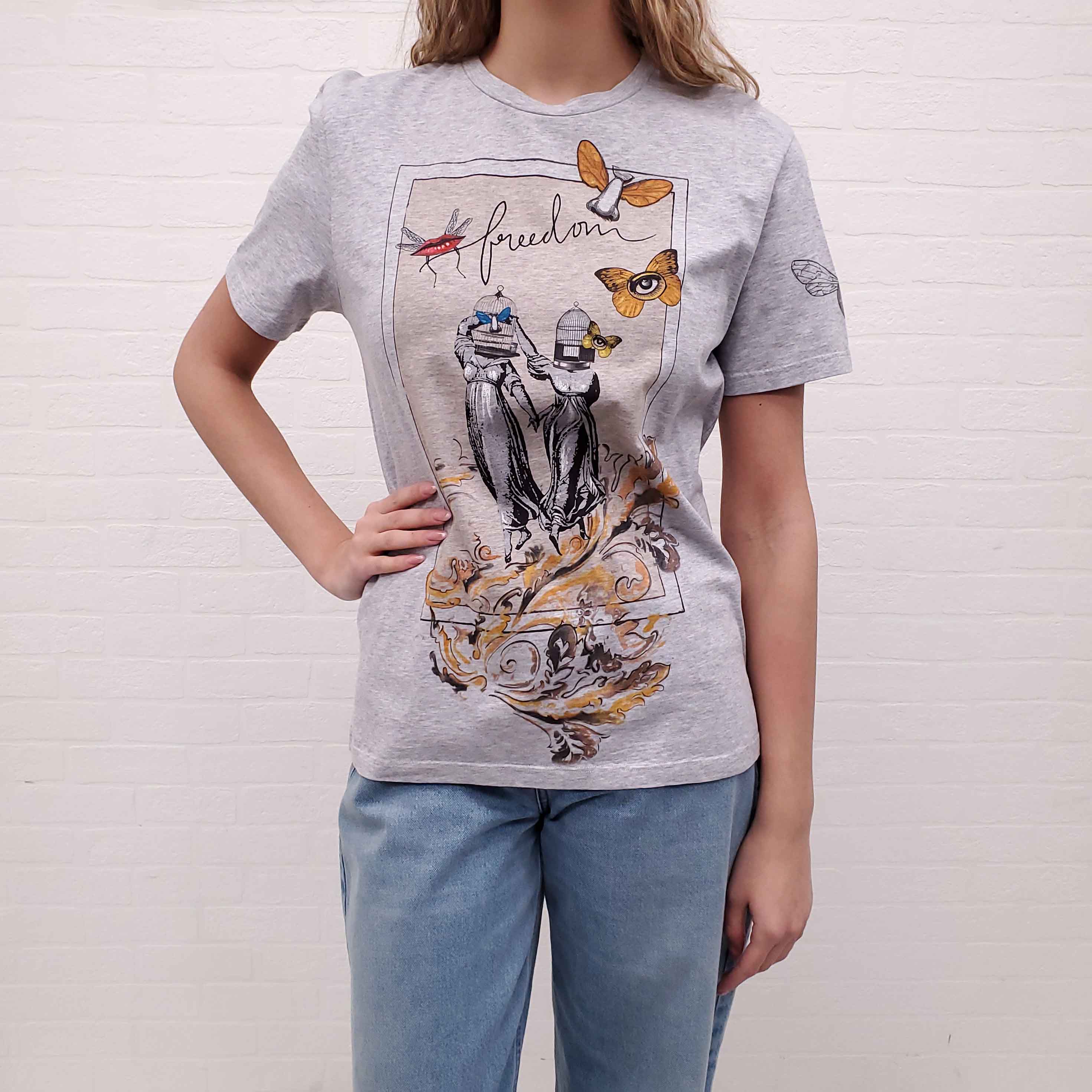 ETRO GREY GRAPHIC T-SHIRT - SIZE S