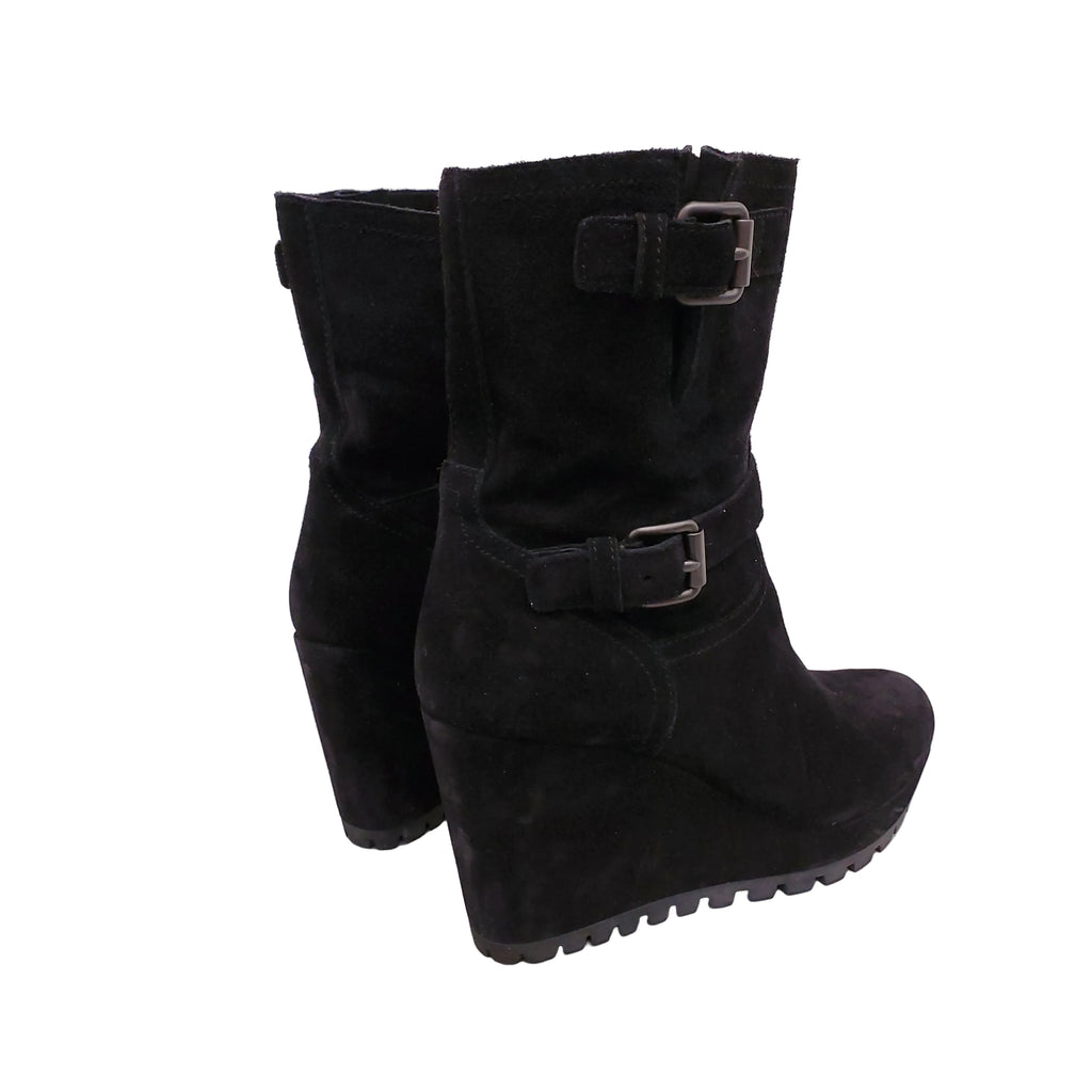 PRADA BLACK PLATFORM SUEDE HEELS - SIZE 38