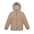 MONCLER CAMEL GIZEM HOODED FLEECE AND DOWN JACKET - SIZE 10Y (XXS)