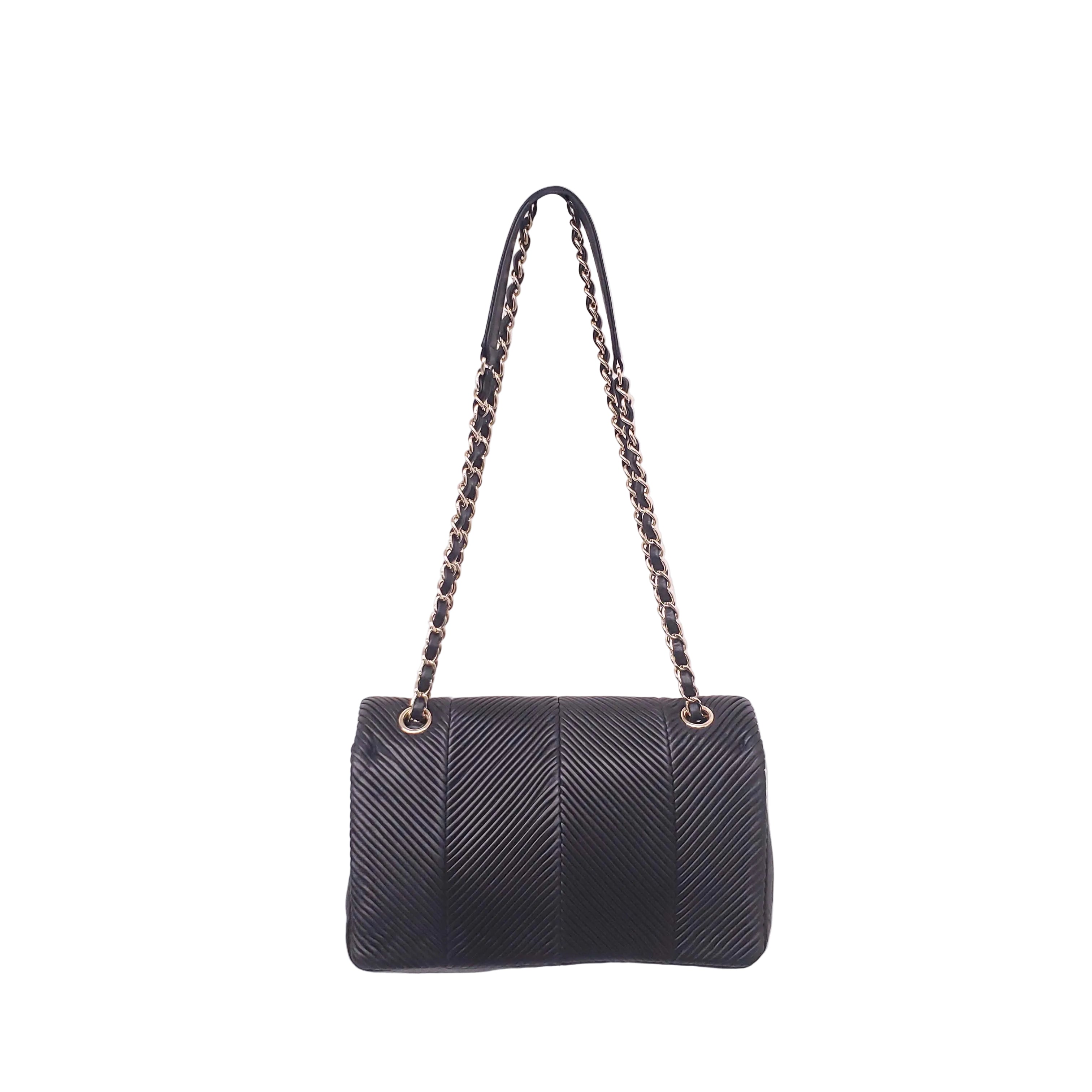 CHANEL BLACK CHEVRON FLAP BAG