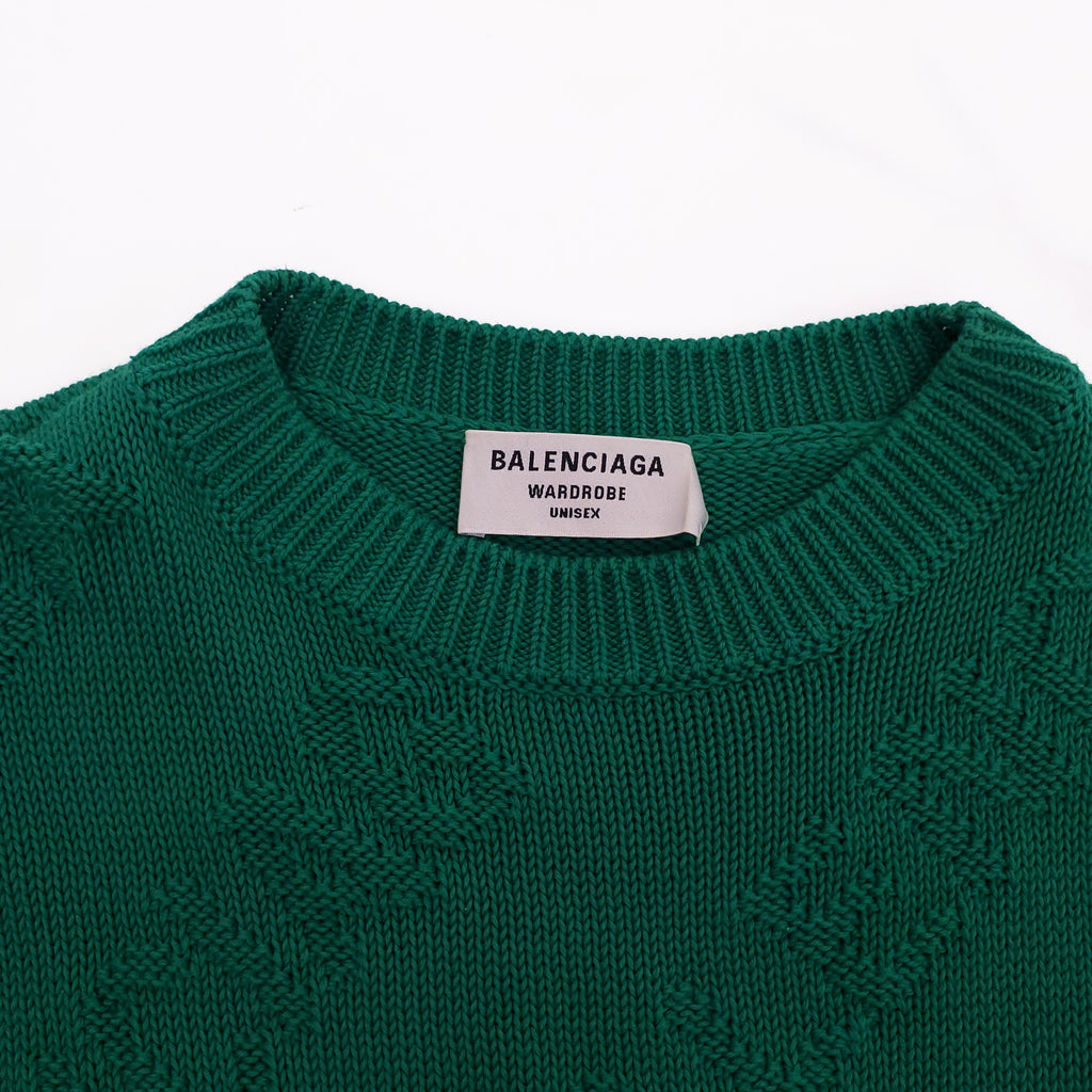 BALENCIAGA GREEN LOGO OVERSIZED SWEATER - SIZE M