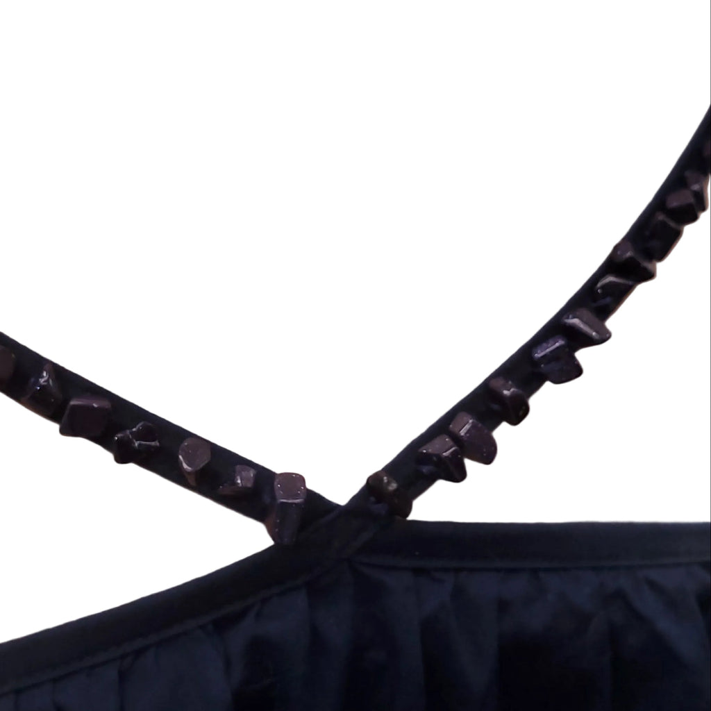 AGUA BY AGUA BENDITA GEM EMBELLISHED NAVY DRESS WITH CUT OUT DETAILS - SIZE XS