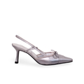 CHANEL SILVER SLINGBACKS WITH LOGO - SIZE 35.5