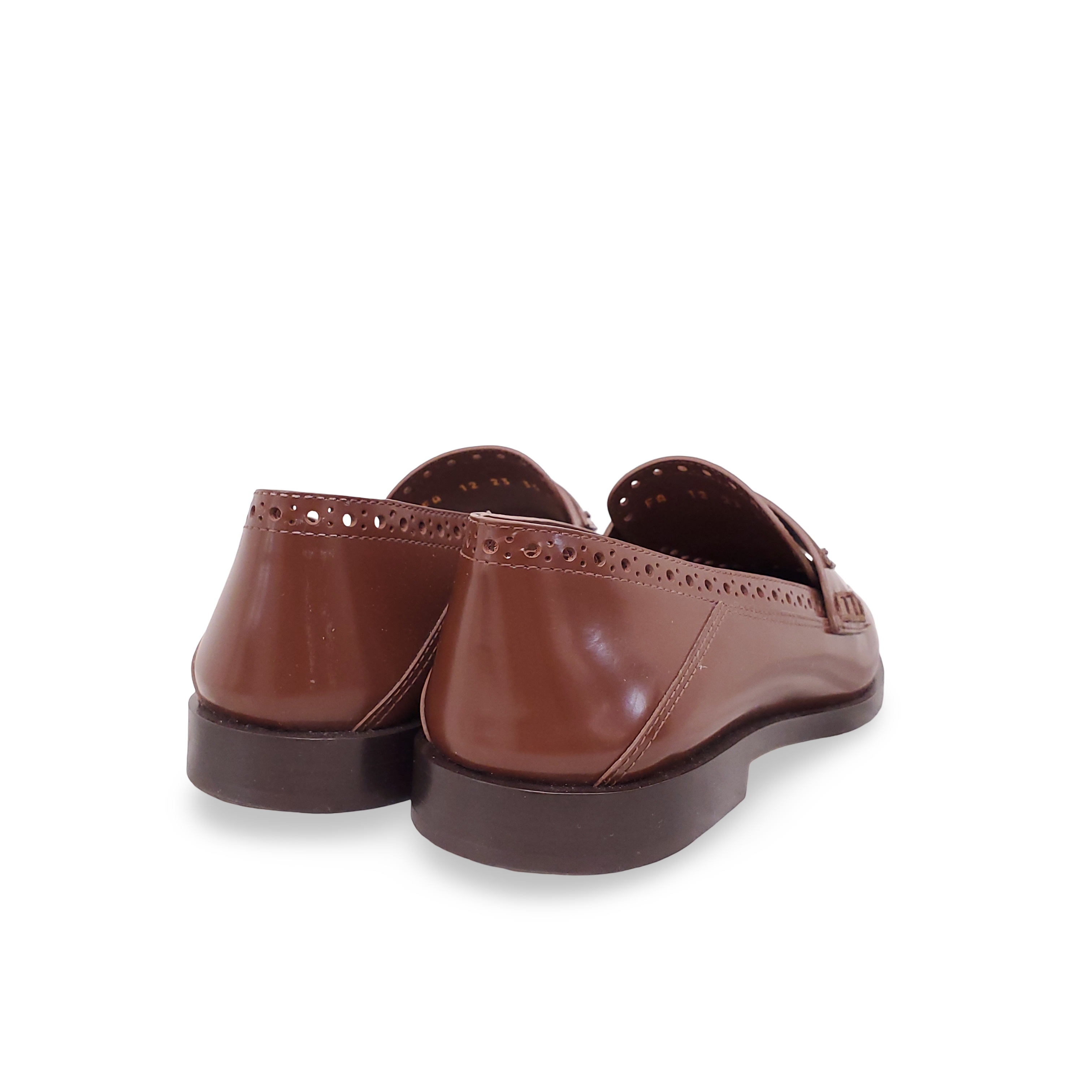 CHRISTIAN DIOR BROWN LOAFERS WITH LOGO AND EYELET DETAILS - SIZE 35