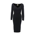KHAITE BLACK KNIT 'PIA' RIBBED MIDI DRESS - SIZE M